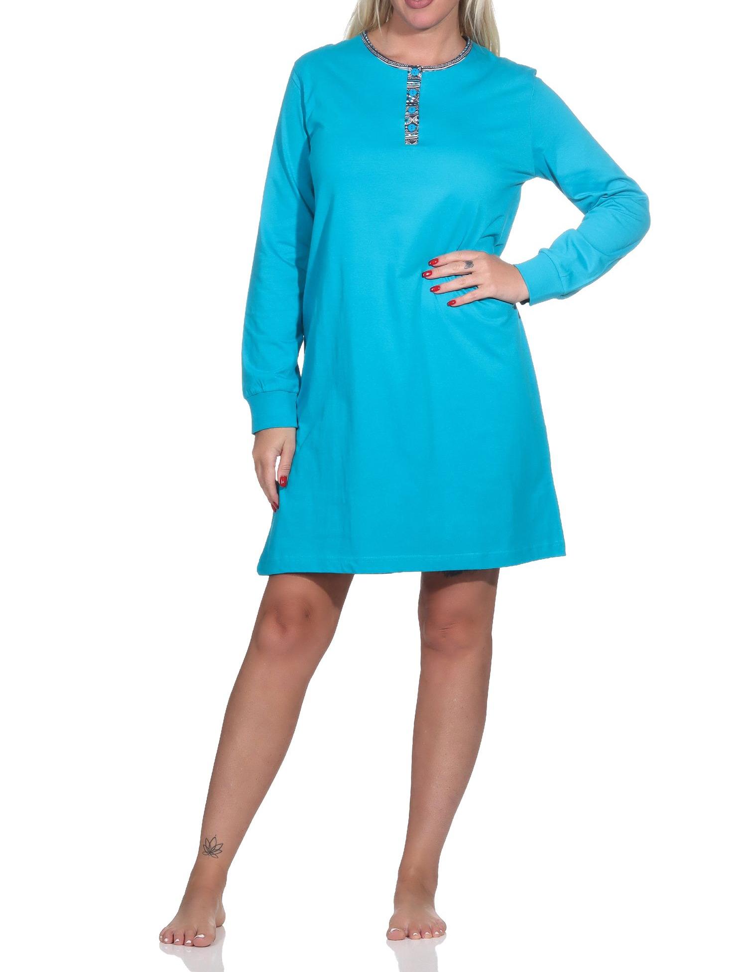 Normann Damen Langarm Nachthemd mit Bündchen