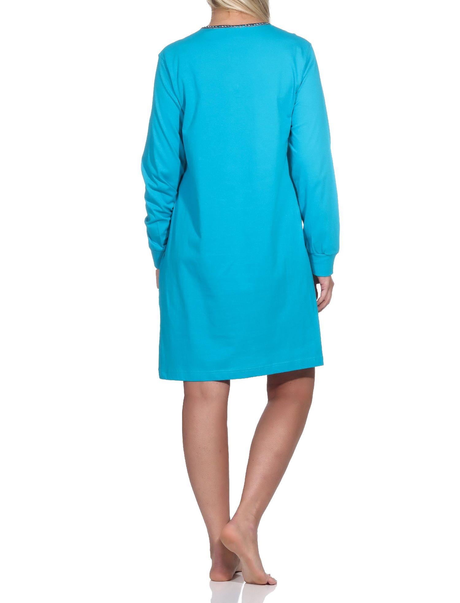 Normann Damen Langarm Nachthemd mit Bündchen