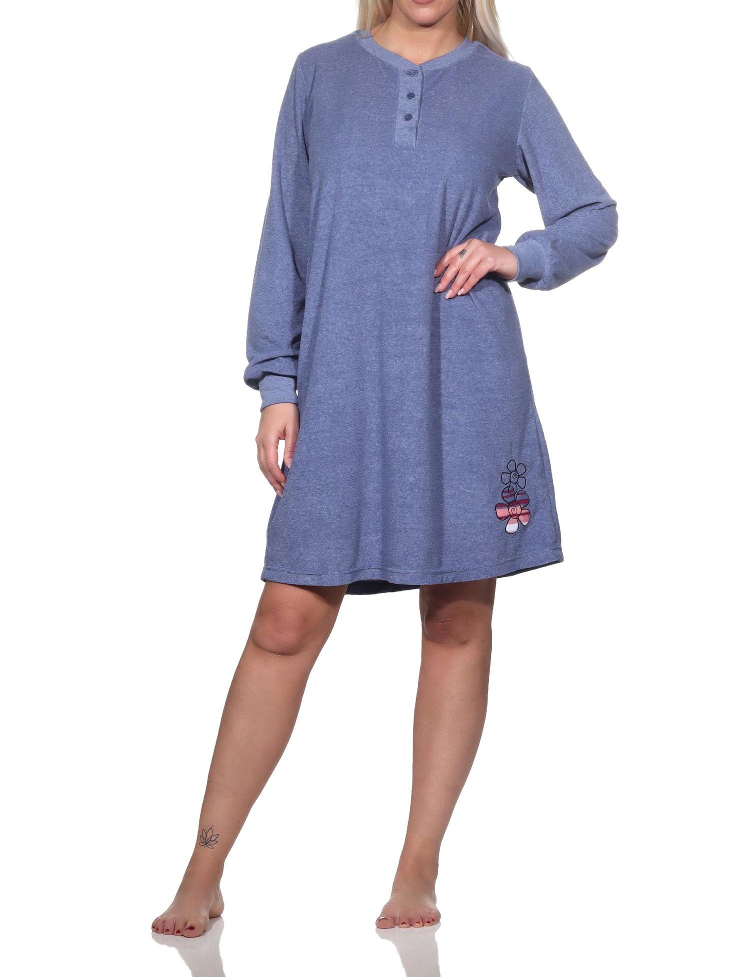 Normann Damen Frottee Nachthemd langarm mit Bündchen - auch in Übergröße