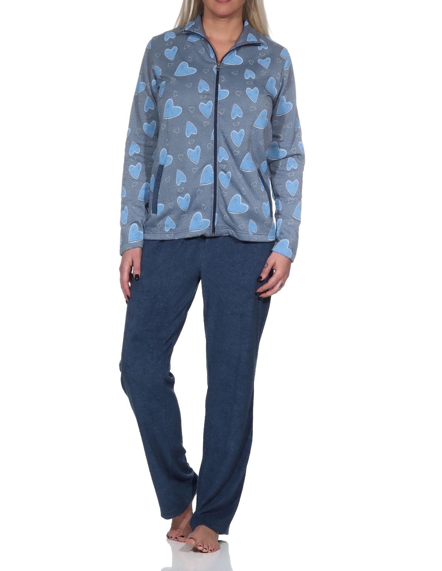 Normann Damen langarm Hausanzug Homewear in Herz Optik - auch in Übergrösse Normann Damen langarm Hausanzug Homewear in Herz Optik - auch in Übergrösse