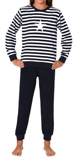 Kuscheliger Mädchen Frottee Schlafanzug mit Bündchen, Pyjama in Sterne-Optik