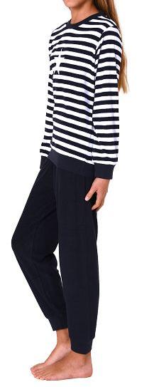 Kuscheliger Mädchen Frottee Schlafanzug mit Bündchen, Pyjama in Sterne-Optik