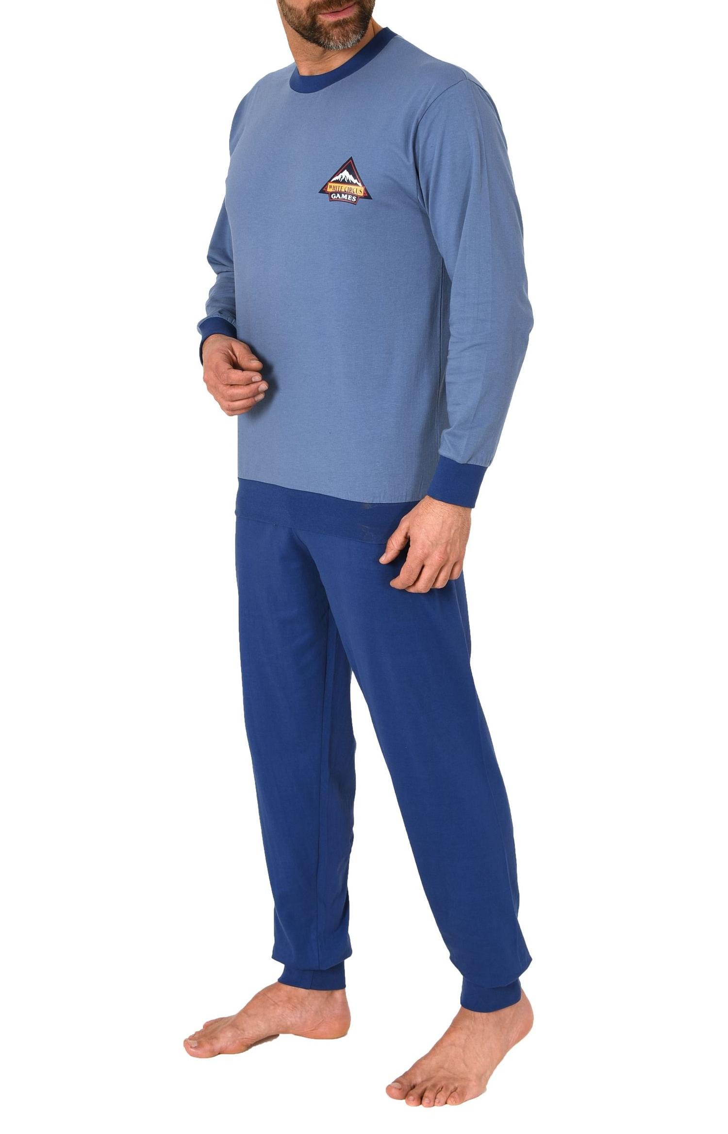 Lässiger Herren langarm Schlafanzug Homewear mit Bündchen Pyjama Hausanzug
