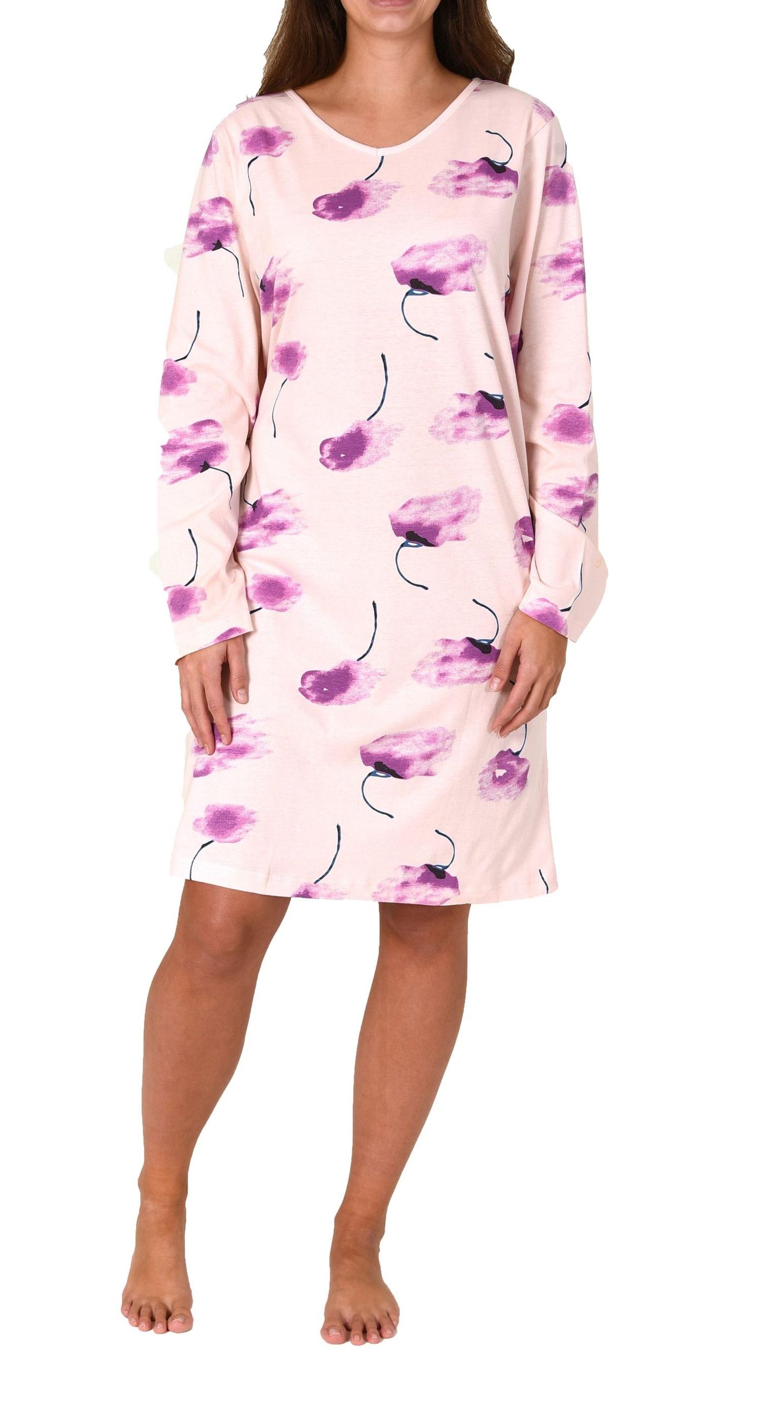 Damen Pflegenachthemd langarm, Rückenteil offen mit praktischen Bindeverschluß