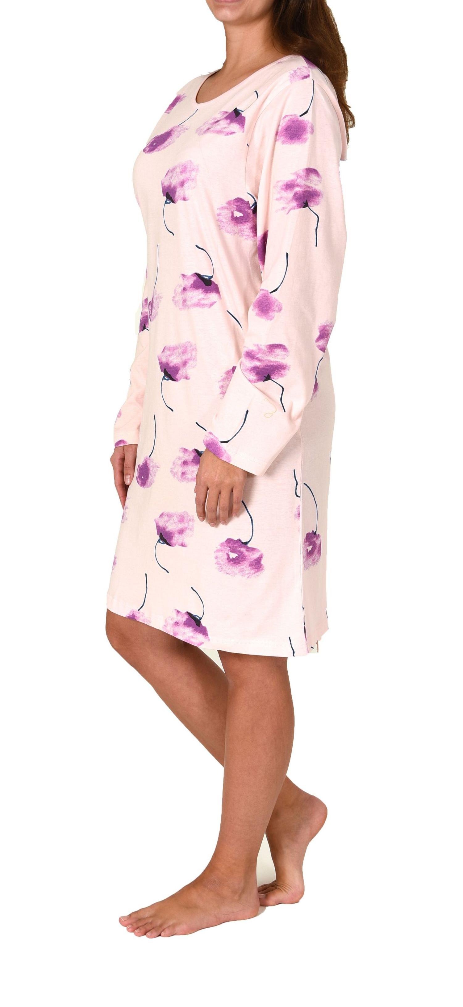 Damen Pflegenachthemd langarm, Rückenteil offen mit praktischen Bindeverschluß