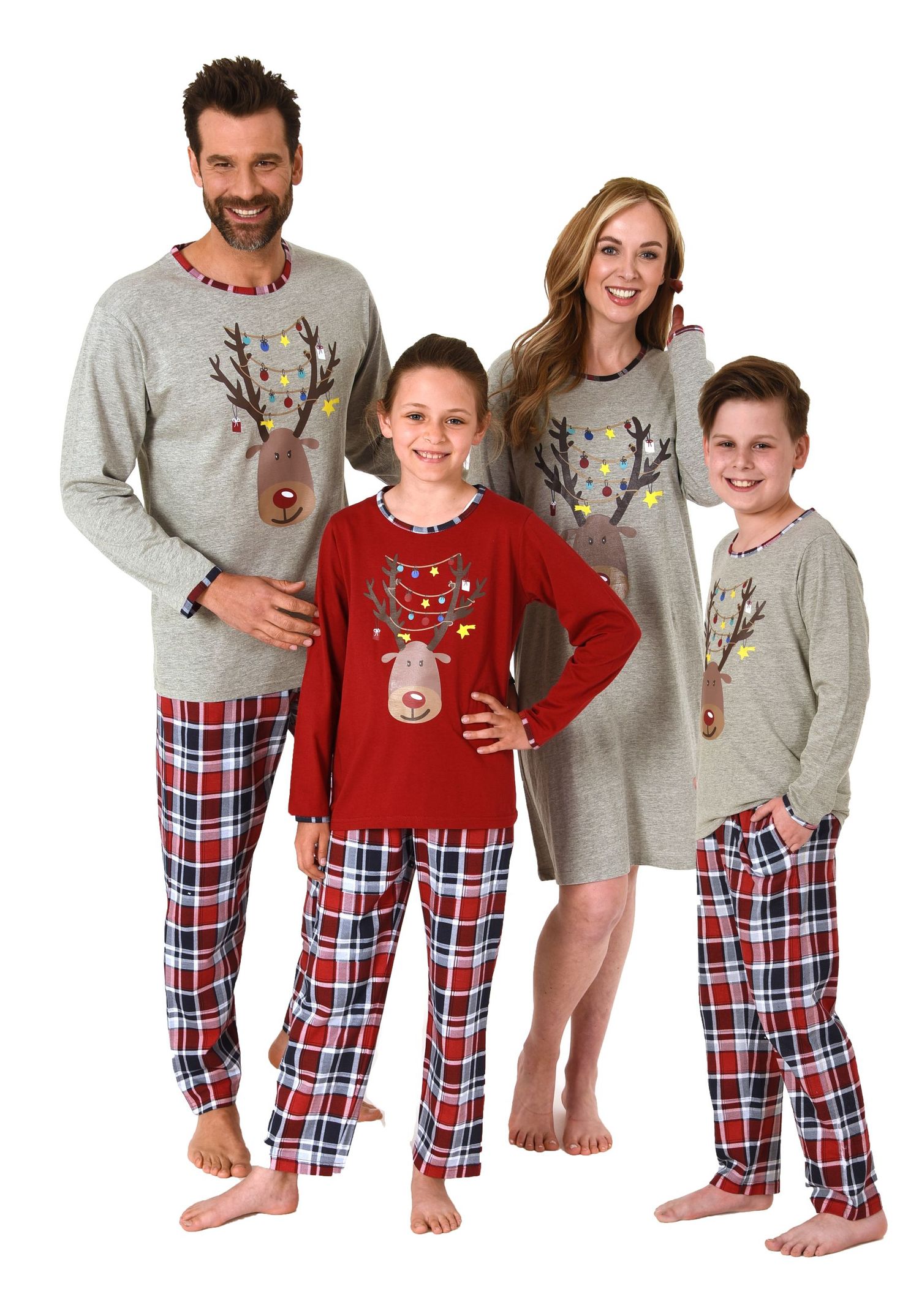 Herren langarm Weihnachts Schlafanzug Pyjama mit lustigen Renntier Motiv Herren langarm Weihnachts Schlafanzug Pyjama mit lustigen Renntier Motiv