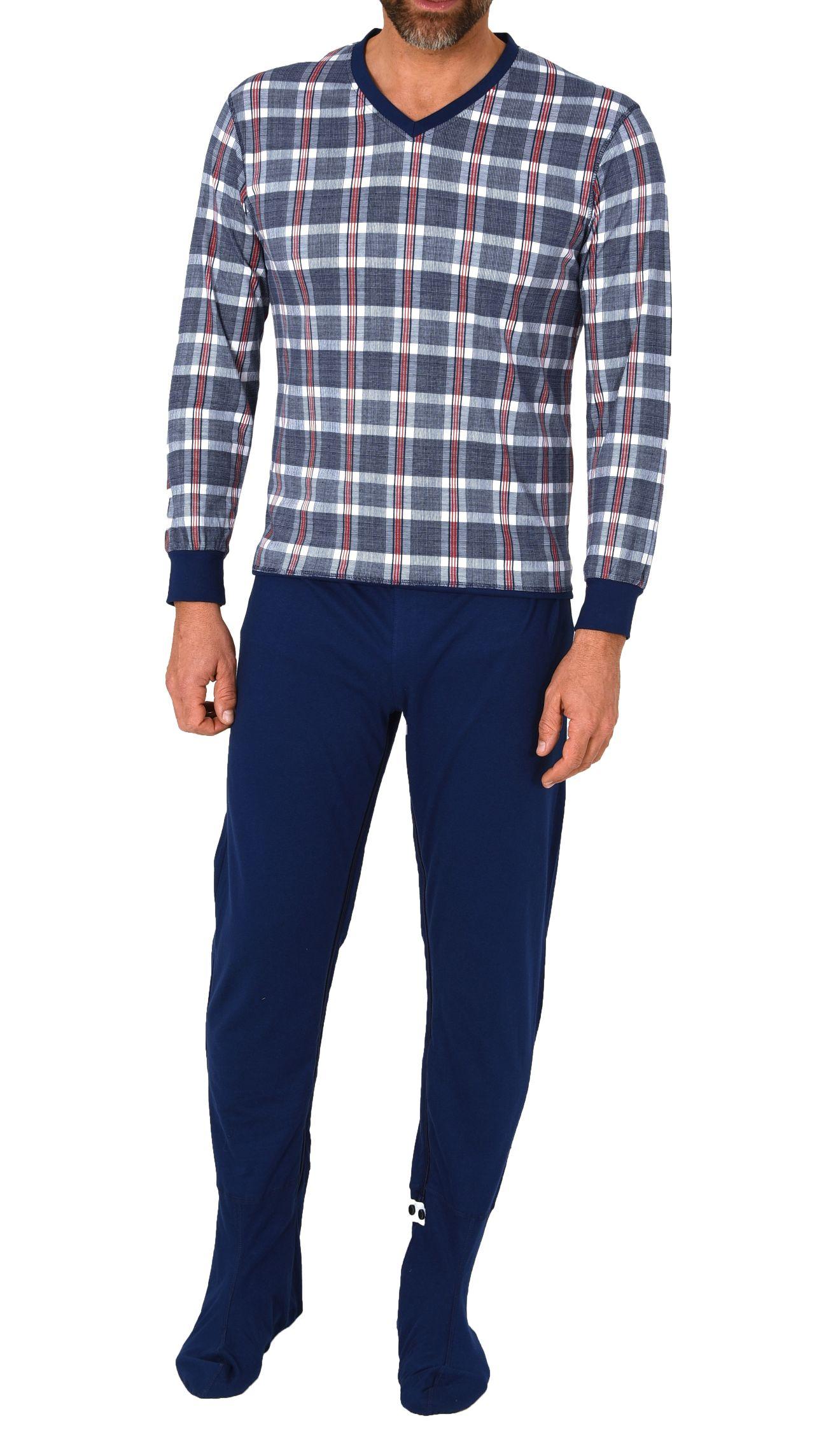 Herren Pflegeoverall Einteiler Schlafanzug mit Fußteil + Reißverschluß am Rücken + Bein