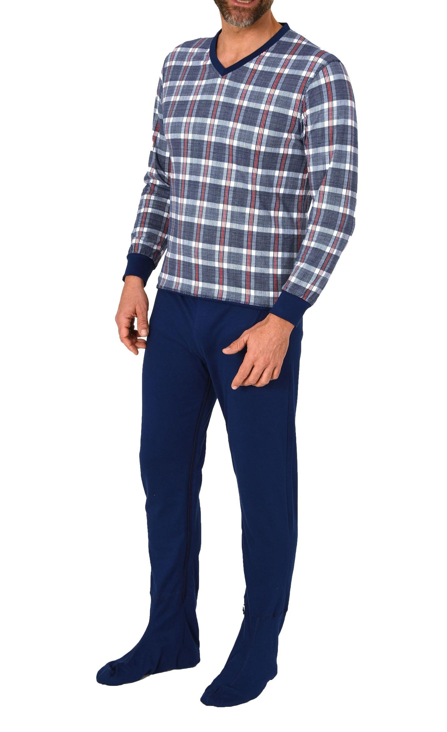 Herren Pflegeoverall Einteiler Schlafanzug mit Fußteil + Reißverschluß am Rücken + Bein