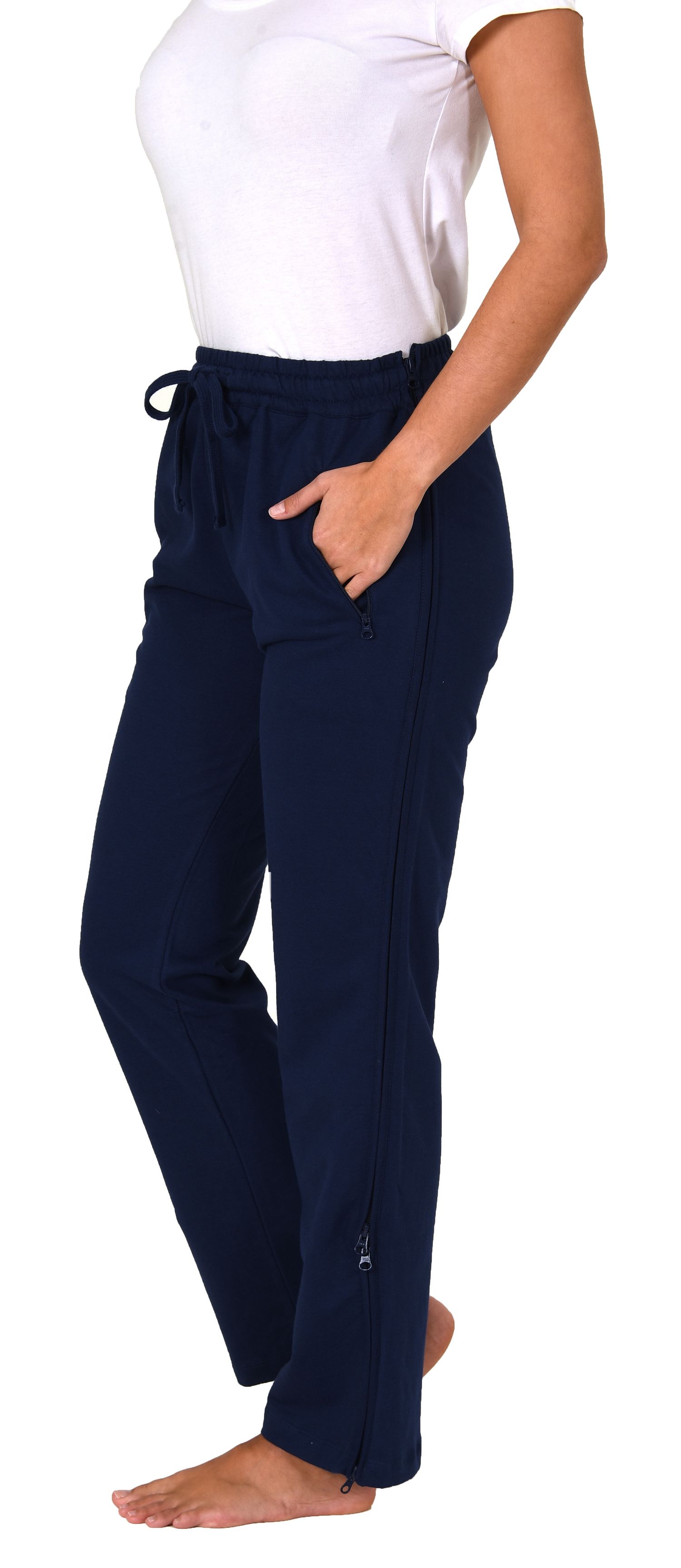 Damen Rehahose mit seitlichen 4-Wege Reißverschluß Jogginghose für Reha, Physio, Gipsbein Damen Rehahose mit seitlichen 4-Wege Reißverschluß Jogginghose für Reha, Physio, Gipsbein