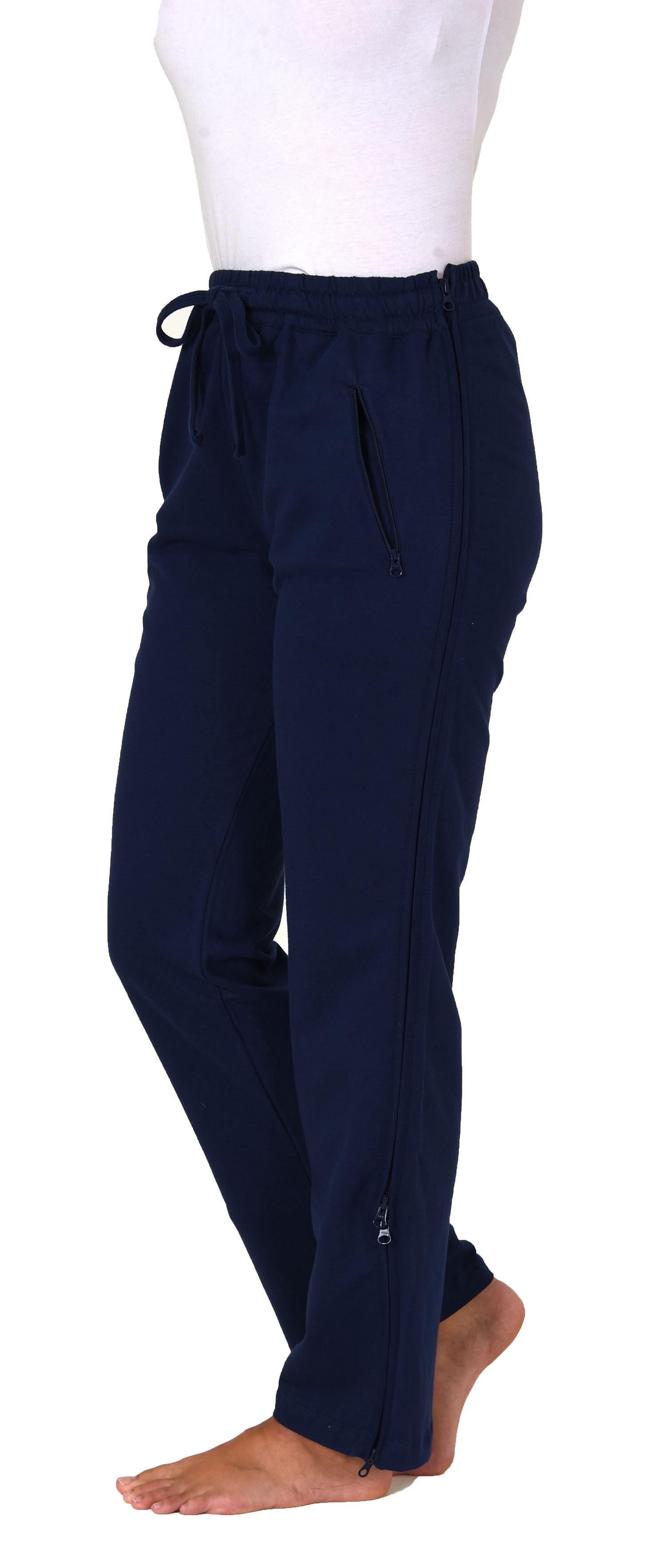 Damen Rehahose mit seitlichen 4-Wege Reißverschluß Jogginghose für Reha, Physio, Gipsbein Damen Rehahose mit seitlichen 4-Wege Reißverschluß Jogginghose für Reha, Physio, Gipsbein