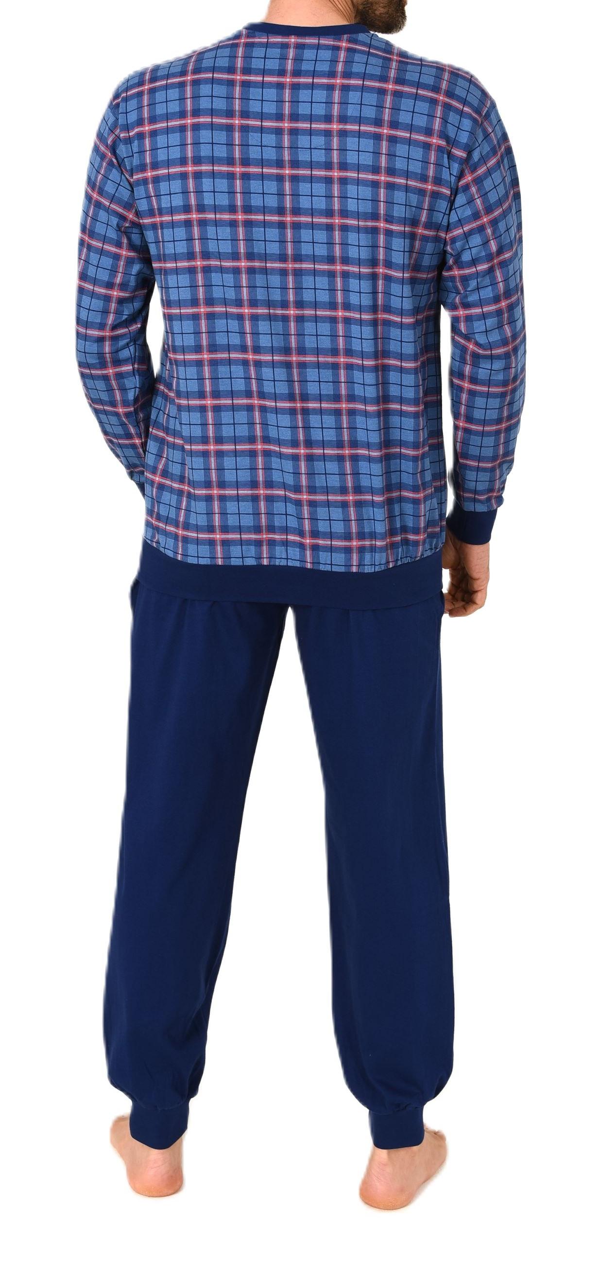 Normann Herren Langarm Schlafanzug mit Bündchen Pyjama Oberteil kariert-auch in Übergröße