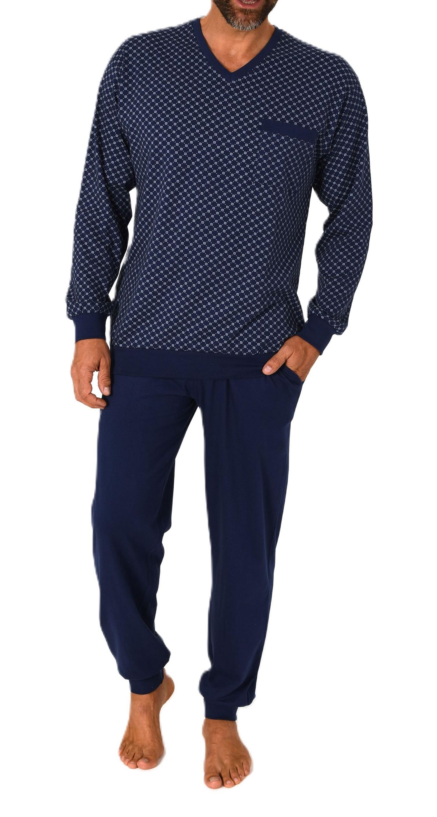 Normann Herren langarm Schlafanzug mit Bündchen - Pyjama auch in Übergrössen erhältlich