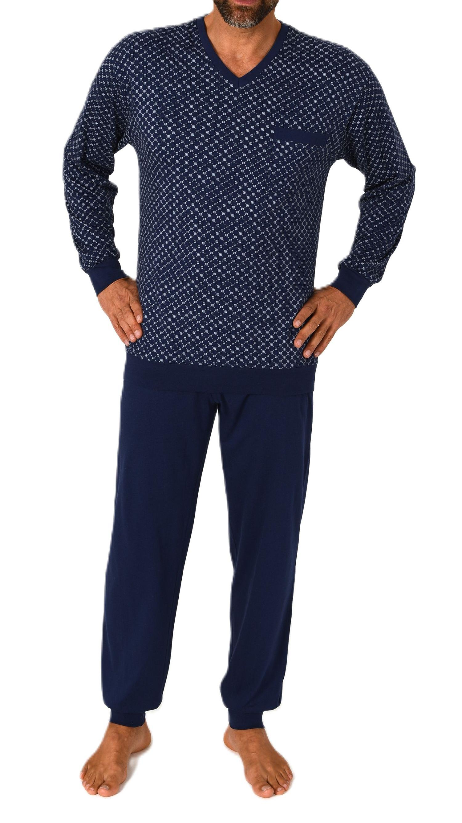 Normann Herren langarm Schlafanzug mit Bündchen - Pyjama auch in Übergrössen erhältlich