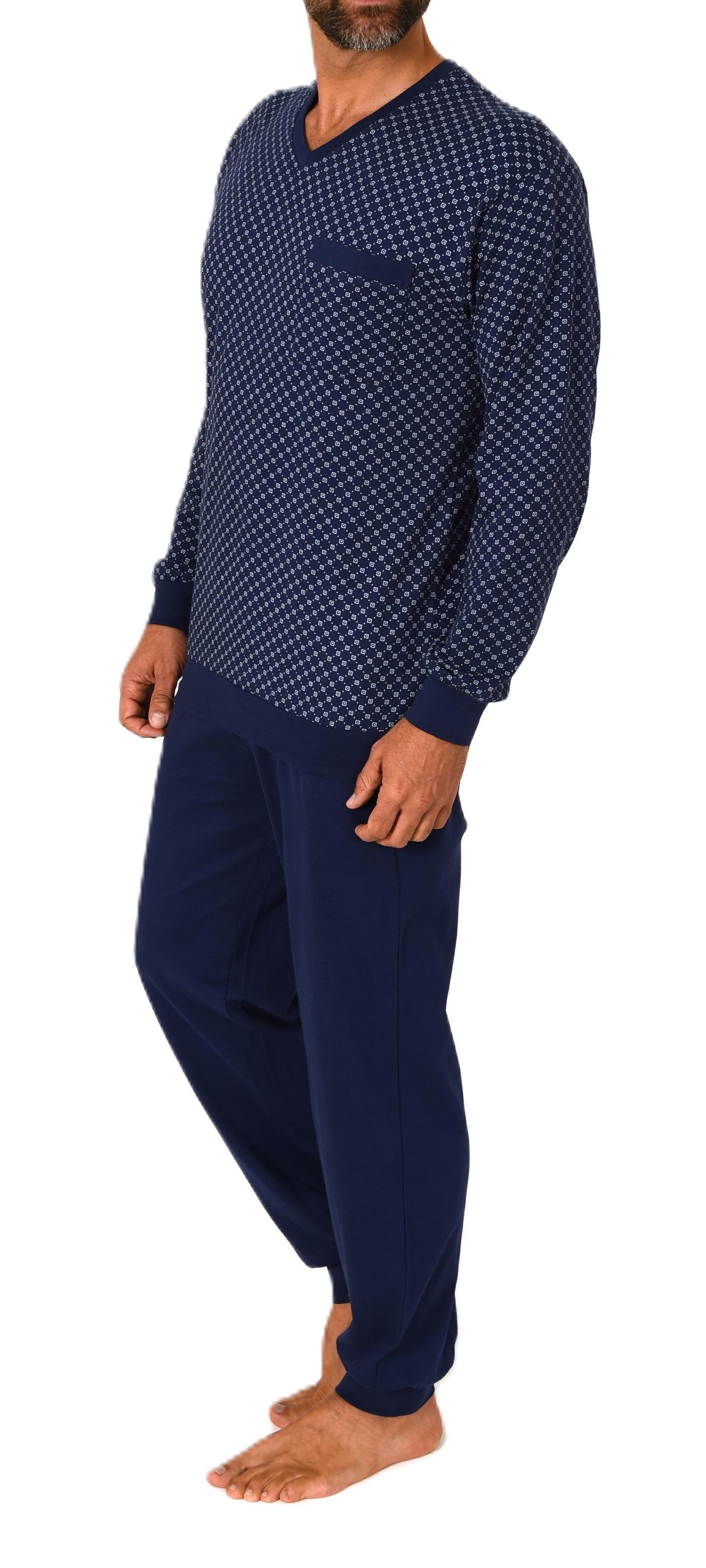 Normann Herren langarm Schlafanzug mit Bündchen - Pyjama auch in Übergrössen erhältlich