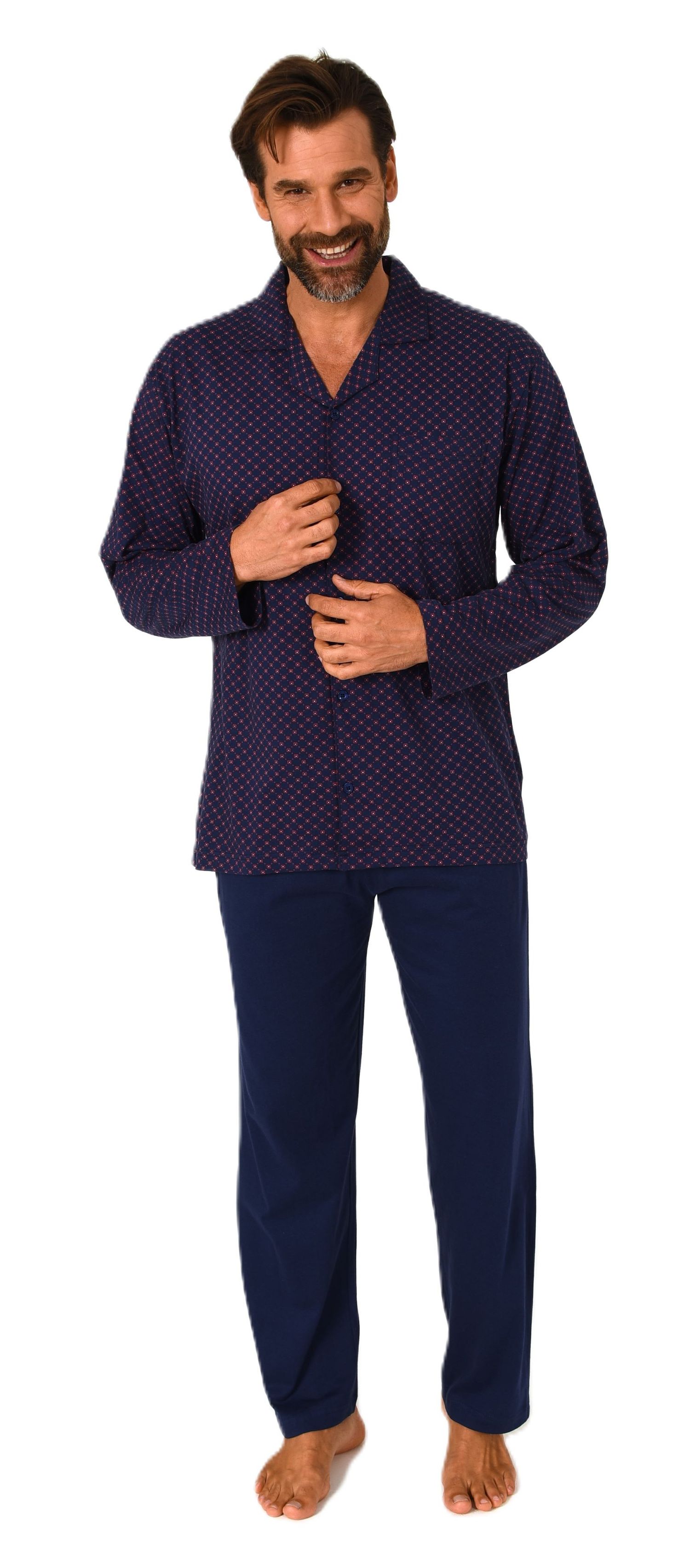 Normann Herren Langarm Schlafanzug Pyjama zum durchknöpfen, auch in Übergrössen Normann Herren Langarm Schlafanzug Pyjama zum durchknöpfen, auch in Übergrössen