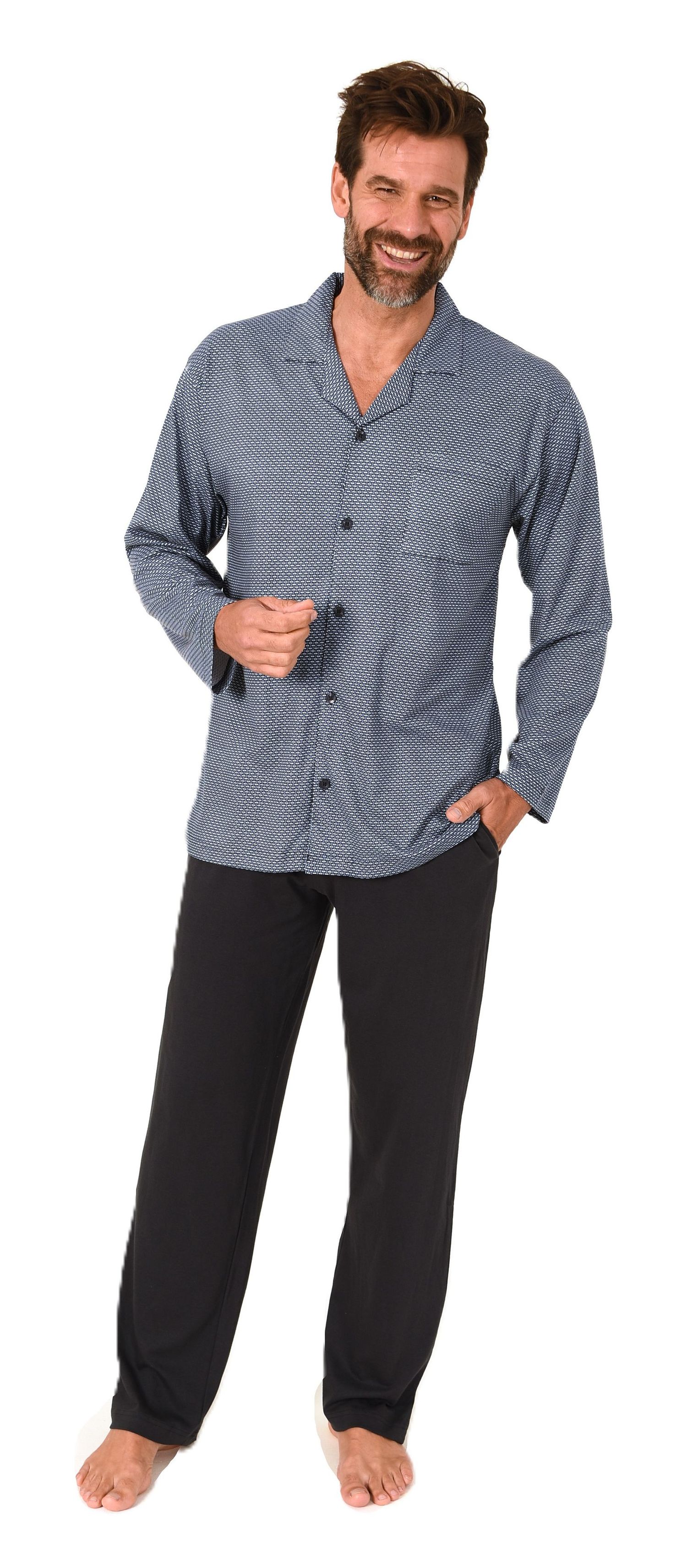 Normann Herren Langarm Schlafanzug Pyjama zum durchknöpfen, auch in Übergrössen Normann Herren Langarm Schlafanzug Pyjama zum durchknöpfen, auch in Übergrössen