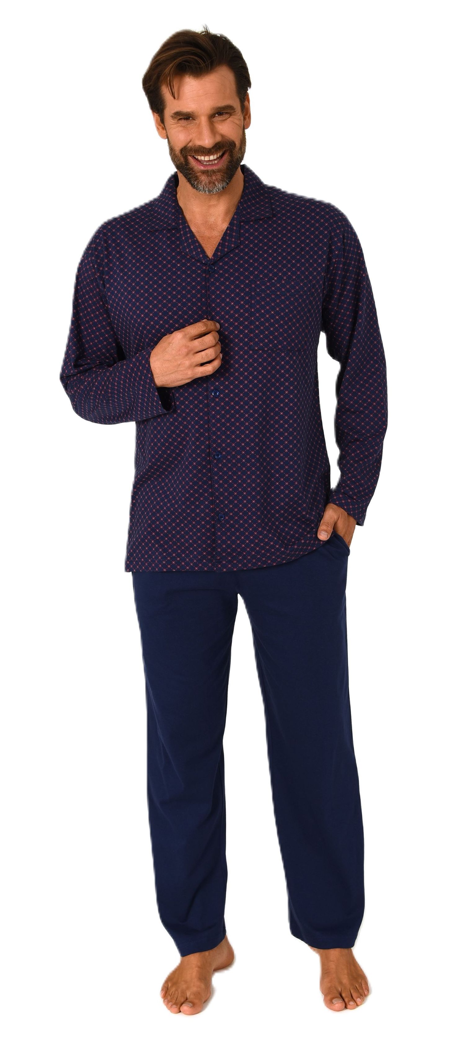 Normann Herren Langarm Schlafanzug Pyjama zum durchknöpfen, auch in Übergrössen Normann Herren Langarm Schlafanzug Pyjama zum durchknöpfen, auch in Übergrössen