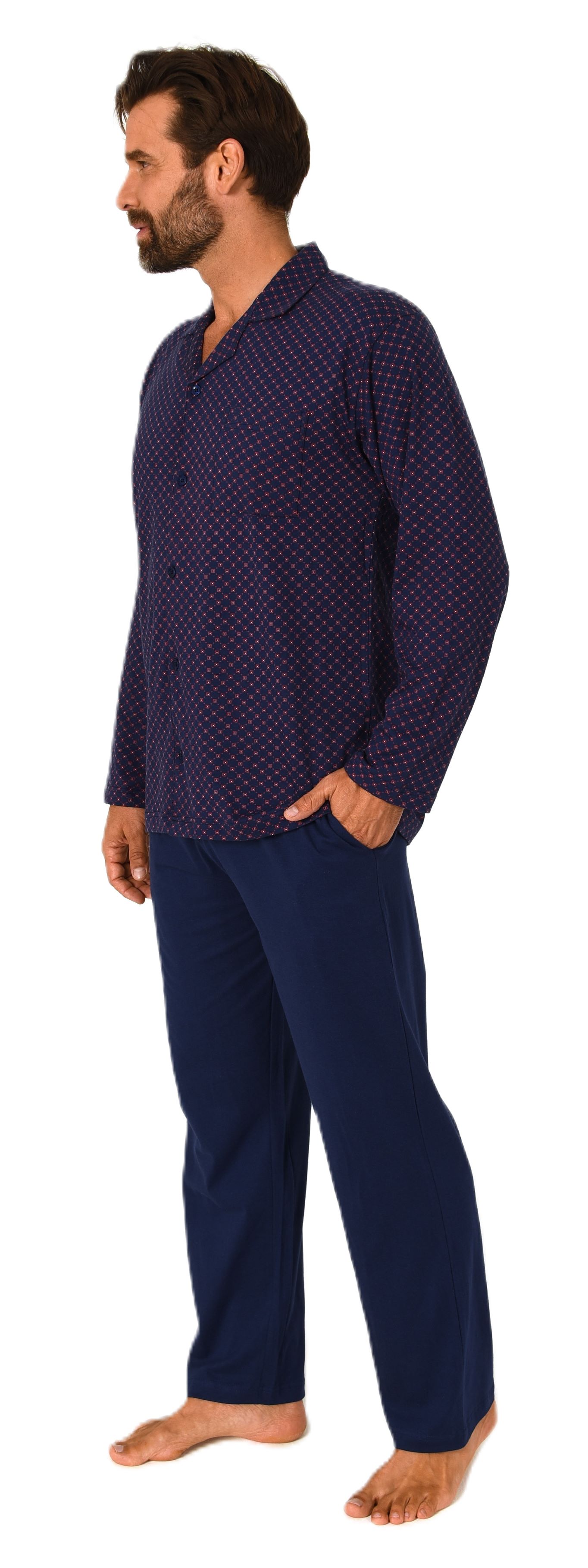 Normann Herren Langarm Schlafanzug Pyjama zum durchknöpfen, auch in Übergrössen Normann Herren Langarm Schlafanzug Pyjama zum durchknöpfen, auch in Übergrössen