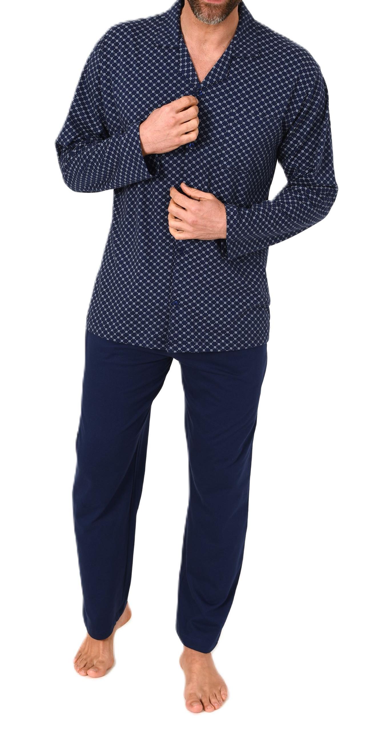 Normann Herren Langarm Schlafanzug Pyjama zum durchknöpfen, auch in Übergrössen