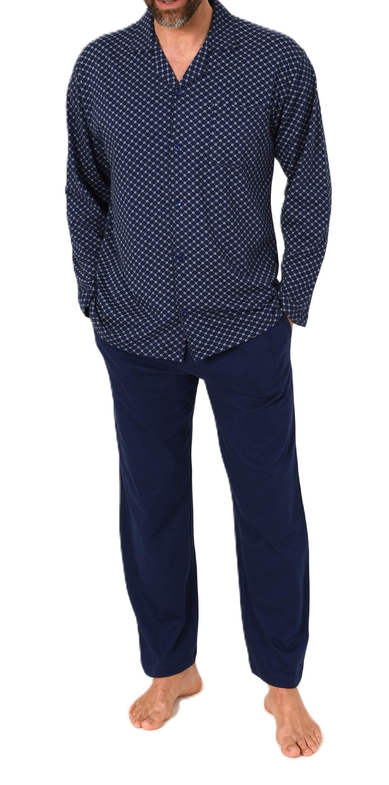 Normann Herren Langarm Schlafanzug Pyjama zum durchknöpfen, auch in Übergrössen
