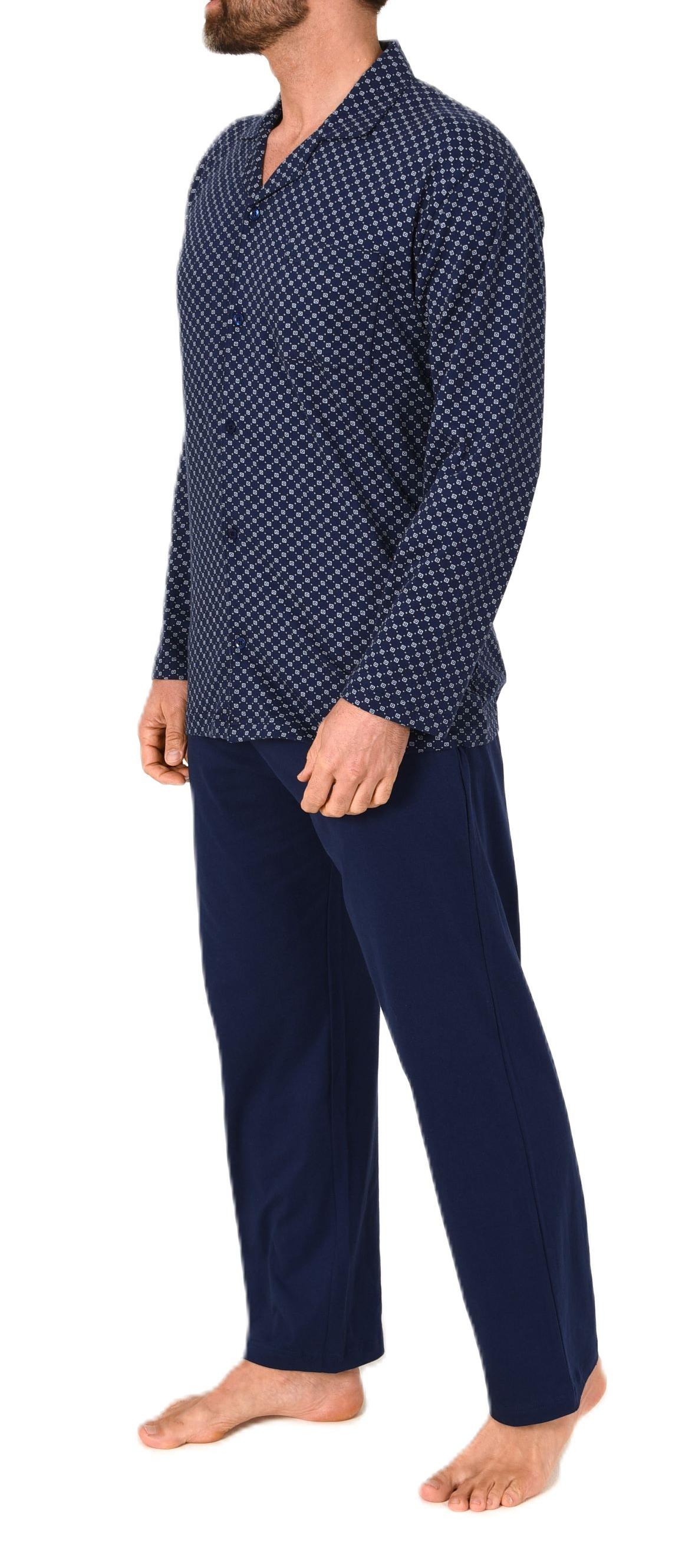 Normann Herren Langarm Schlafanzug Pyjama zum durchknöpfen, auch in Übergrössen