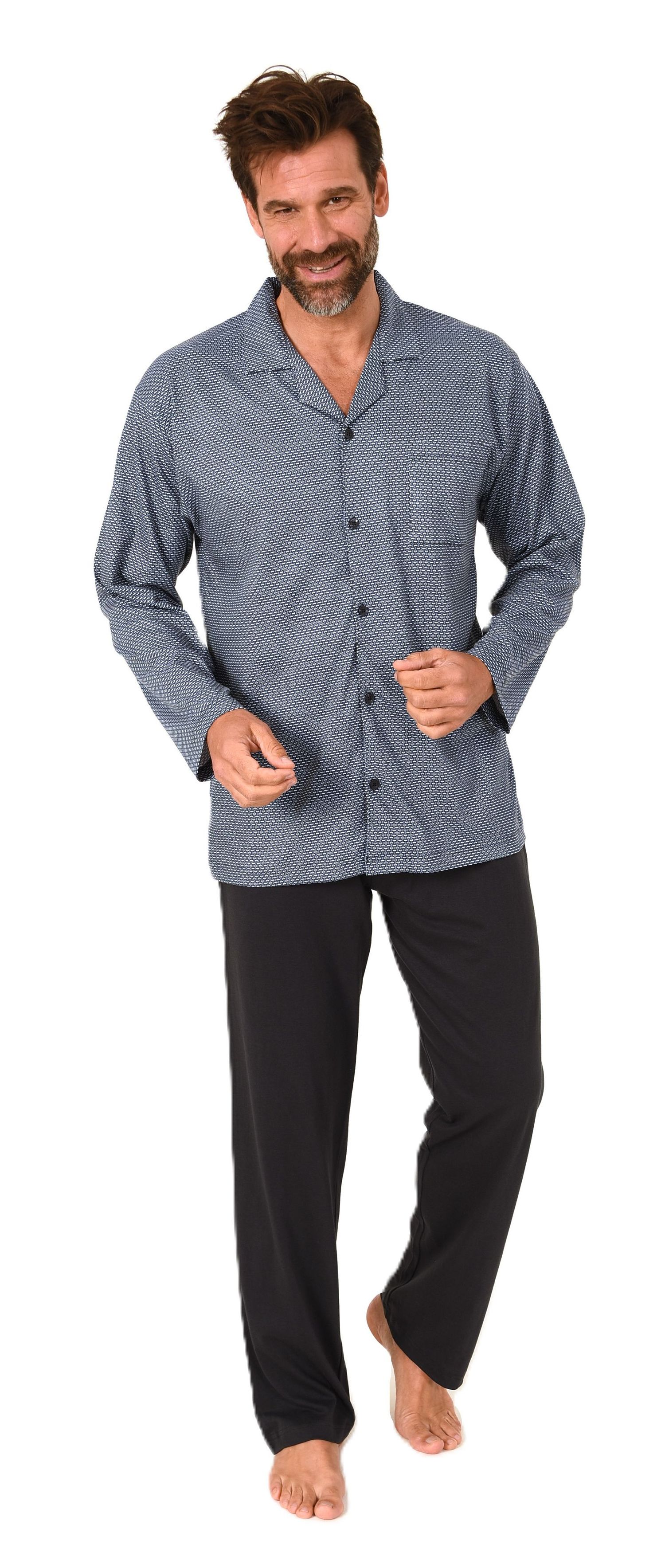 Normann Herren Langarm Schlafanzug Pyjama zum durchknöpfen, auch in Übergrössen Normann Herren Langarm Schlafanzug Pyjama zum durchknöpfen, auch in Übergrössen