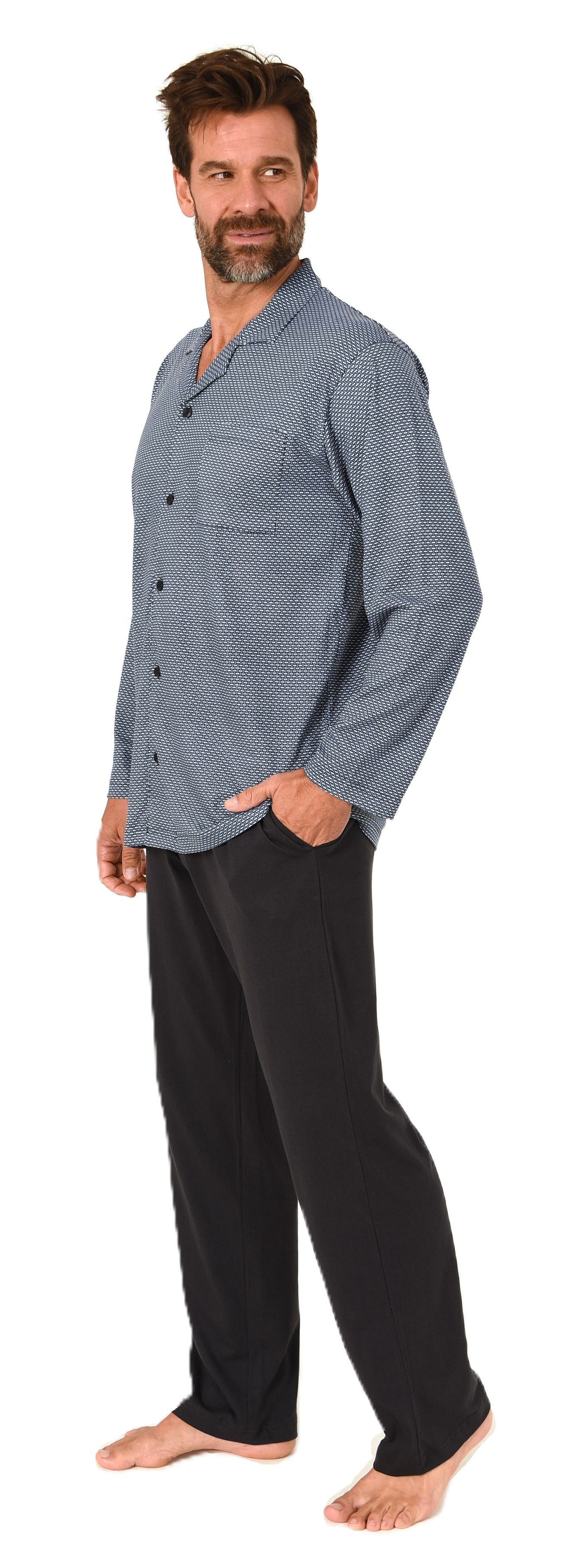 Normann Herren Langarm Schlafanzug Pyjama zum durchknöpfen, auch in Übergrössen Normann Herren Langarm Schlafanzug Pyjama zum durchknöpfen, auch in Übergrössen