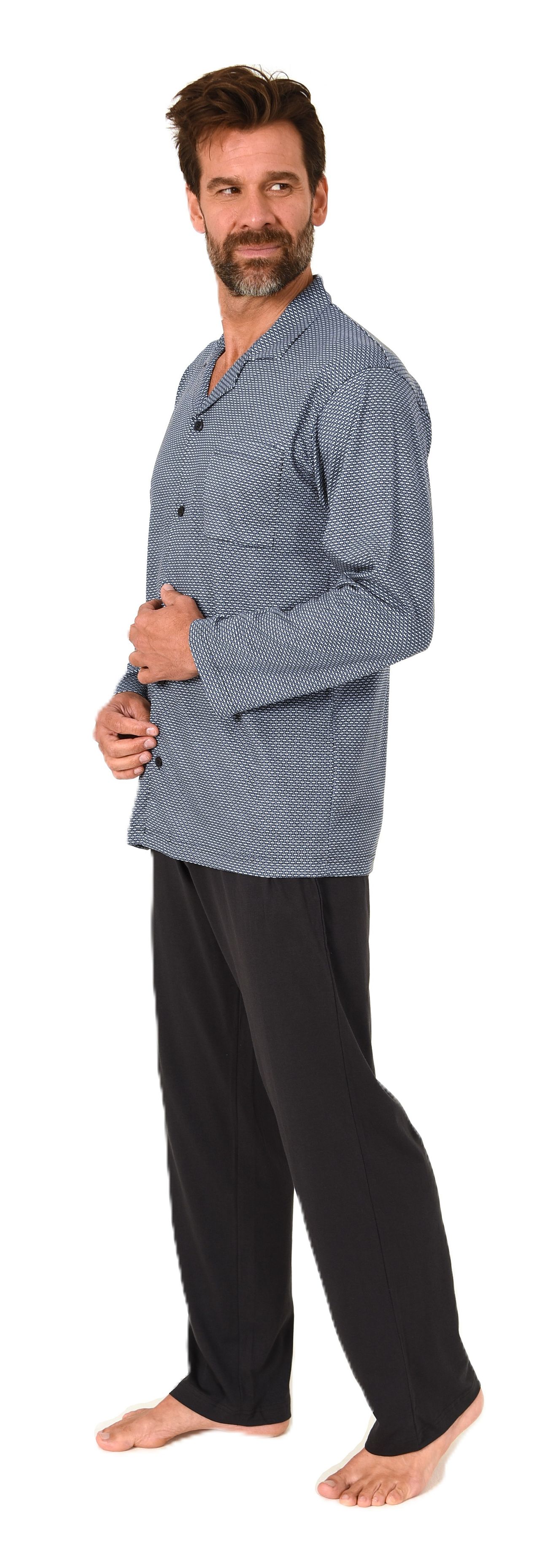 Normann Herren Langarm Schlafanzug Pyjama zum durchknöpfen, auch in Übergrössen Normann Herren Langarm Schlafanzug Pyjama zum durchknöpfen, auch in Übergrössen