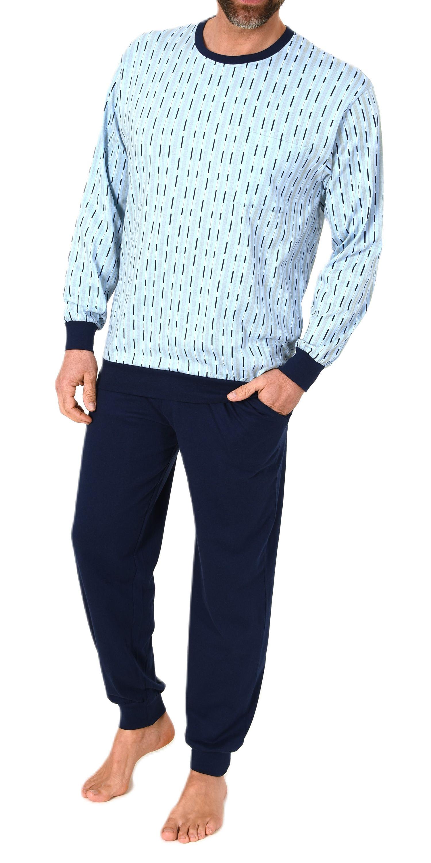 Normann Herren langarm Schlafanzug Pyjama mit Bündchen