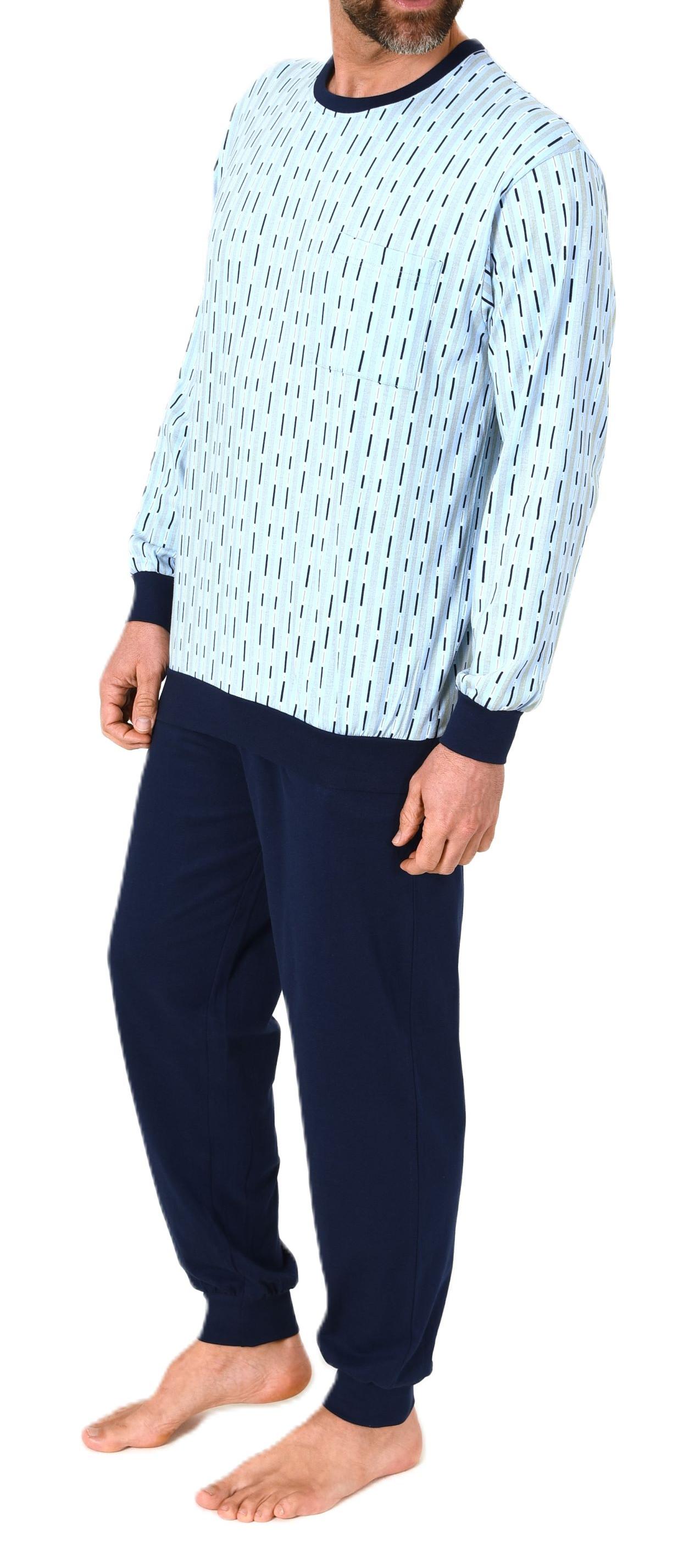 Normann Herren langarm Schlafanzug Pyjama mit Bündchen