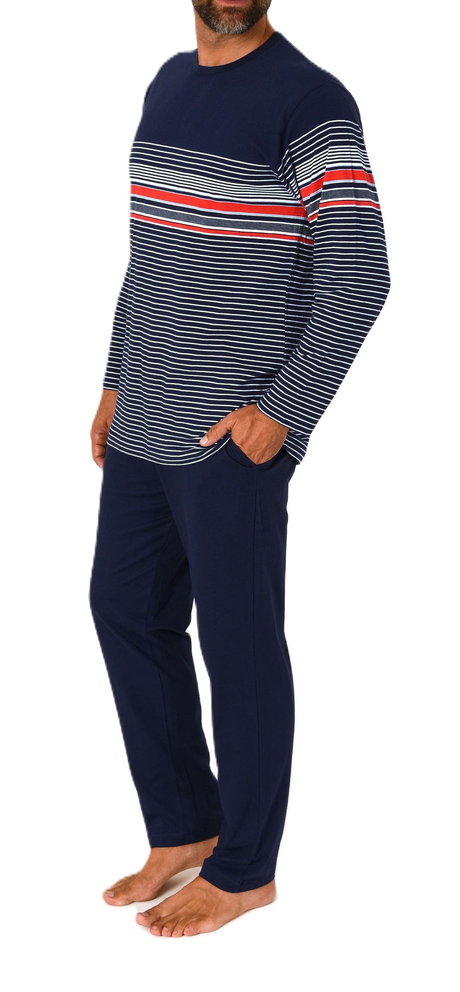 Normann Herren Schlafanzug Pyjama lang in eleganter Streifenoptik – auch in Übergröße