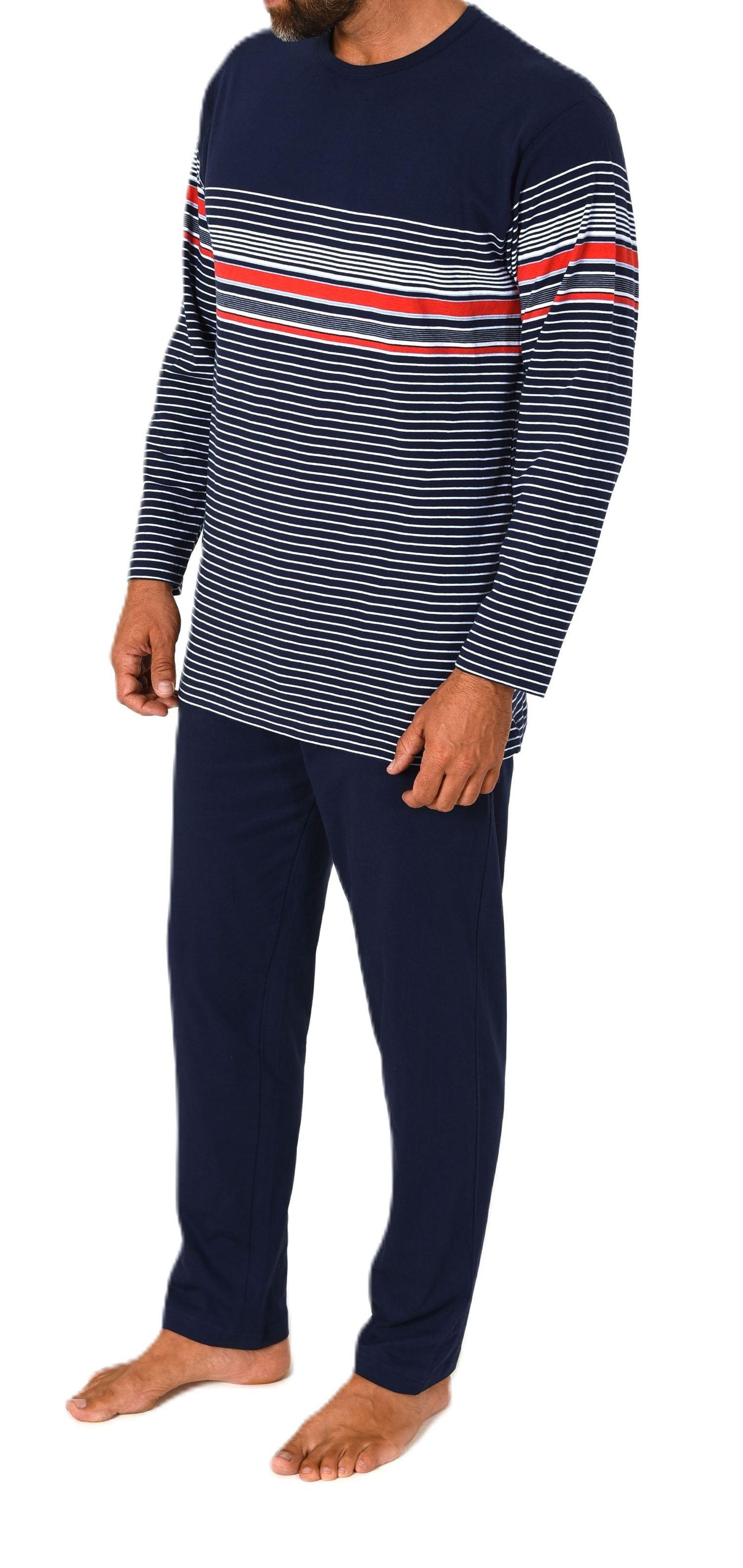 Normann Herren Schlafanzug Pyjama lang in eleganter Streifenoptik – auch in Übergröße