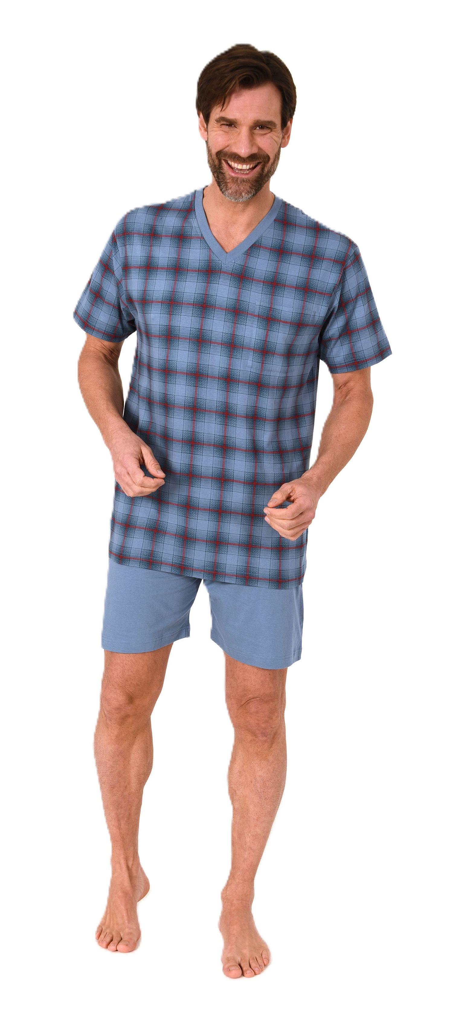 Normann Herren kurzarm Schlafanzug Shorty Pyjama Oberteil kariert - auch in Übergröße Normann Herren kurzarm Schlafanzug Shorty Pyjama Oberteil kariert - auch in Übergröße