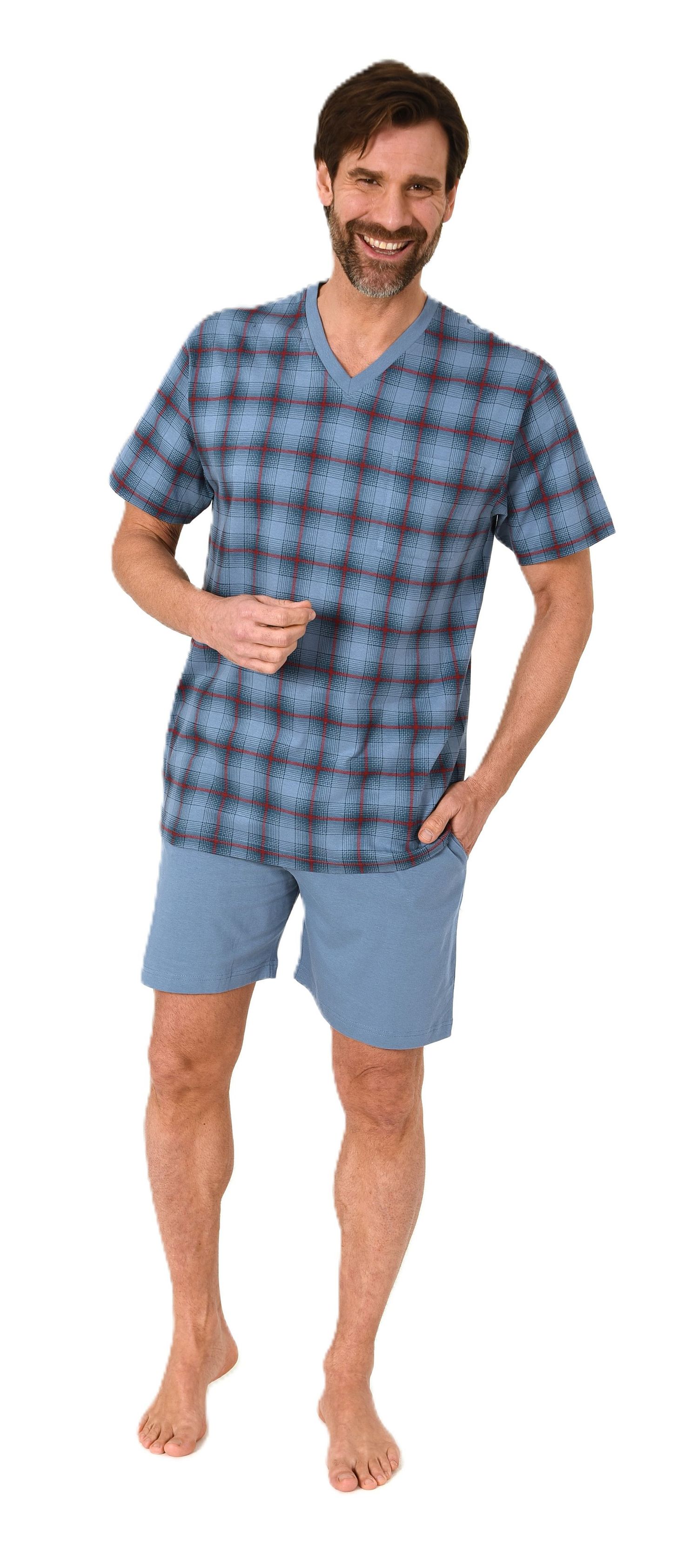Normann Herren kurzarm Schlafanzug Shorty Pyjama Oberteil kariert - auch in Übergröße Normann Herren kurzarm Schlafanzug Shorty Pyjama Oberteil kariert - auch in Übergröße