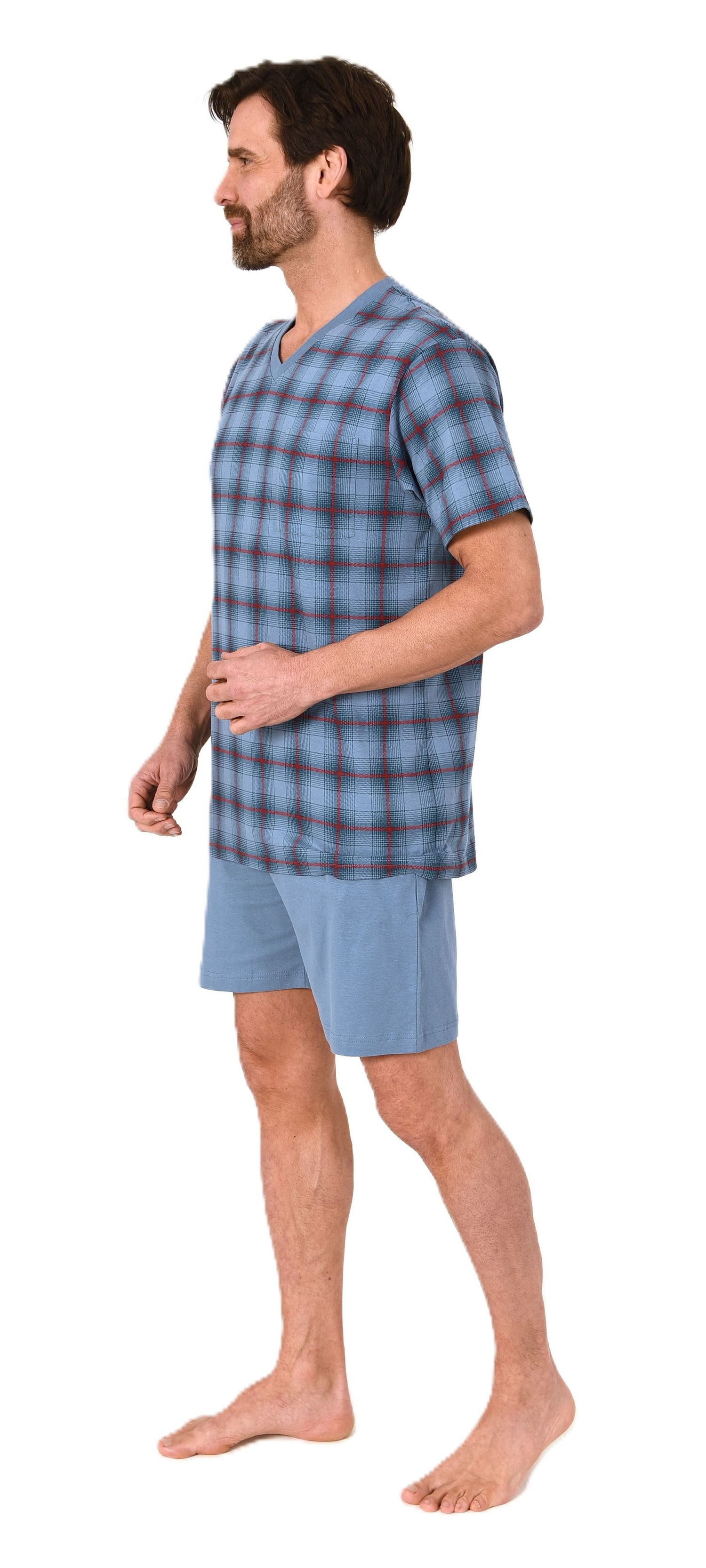 Normann Herren kurzarm Schlafanzug Shorty Pyjama Oberteil kariert - auch in Übergröße Normann Herren kurzarm Schlafanzug Shorty Pyjama Oberteil kariert - auch in Übergröße