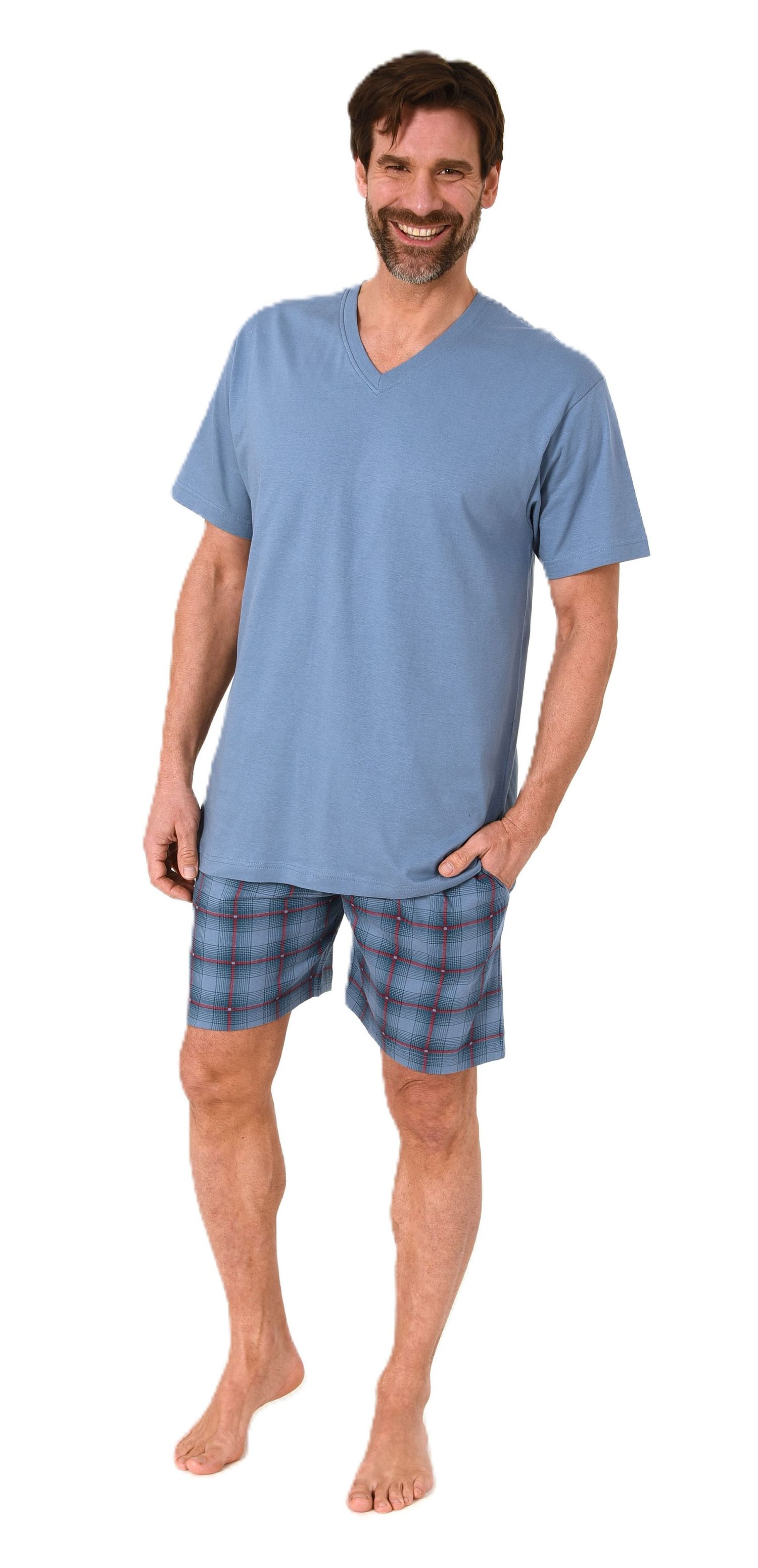 Normann Herren kurzarm Schlafanzug Shorty Pyjama Hose in Karo Optik - auch in Übergrößen Normann Herren kurzarm Schlafanzug Shorty Pyjama Hose in Karo Optik - auch in Übergrößen