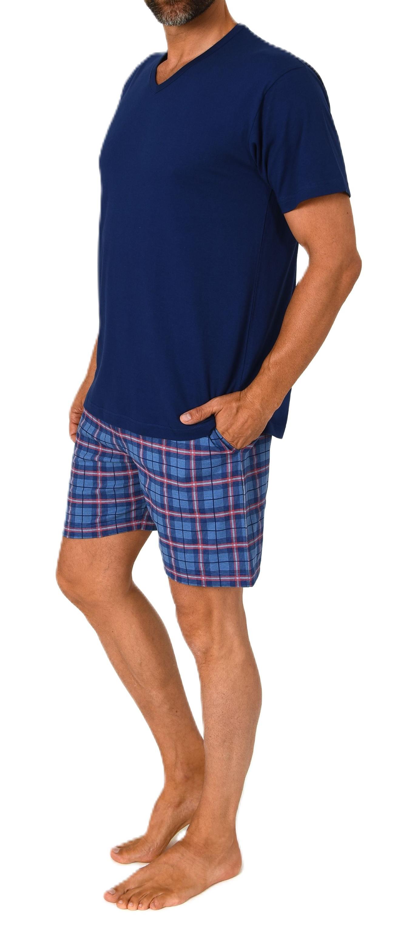 Normann Herren kurzarm Schlafanzug Shorty Pyjama Hose in Karo Optik - auch in Übergrößen