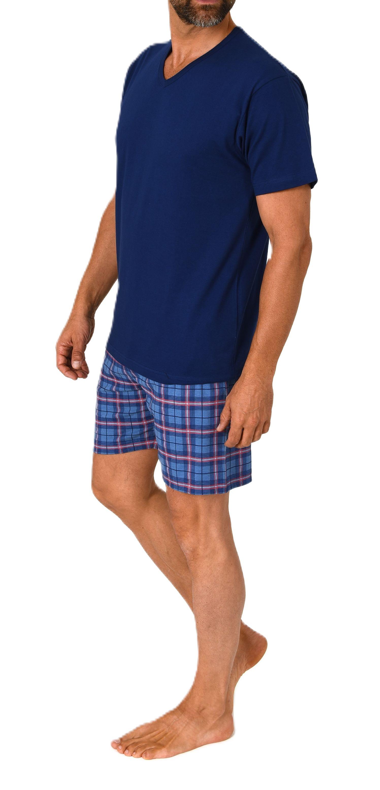 Normann Herren kurzarm Schlafanzug Shorty Pyjama Hose in Karo Optik - auch in Übergrößen