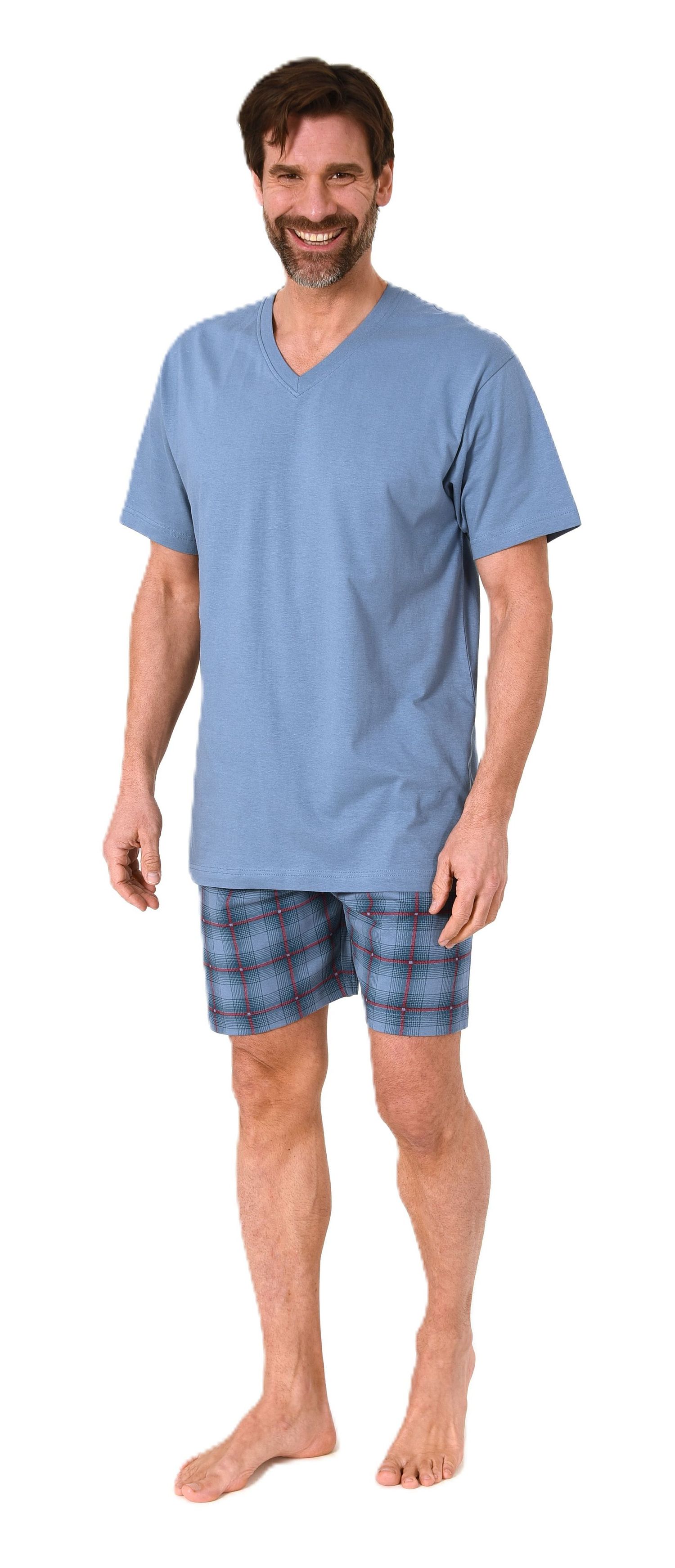 Normann Herren kurzarm Schlafanzug Shorty Pyjama Hose in Karo Optik - auch in Übergrößen Normann Herren kurzarm Schlafanzug Shorty Pyjama Hose in Karo Optik - auch in Übergrößen