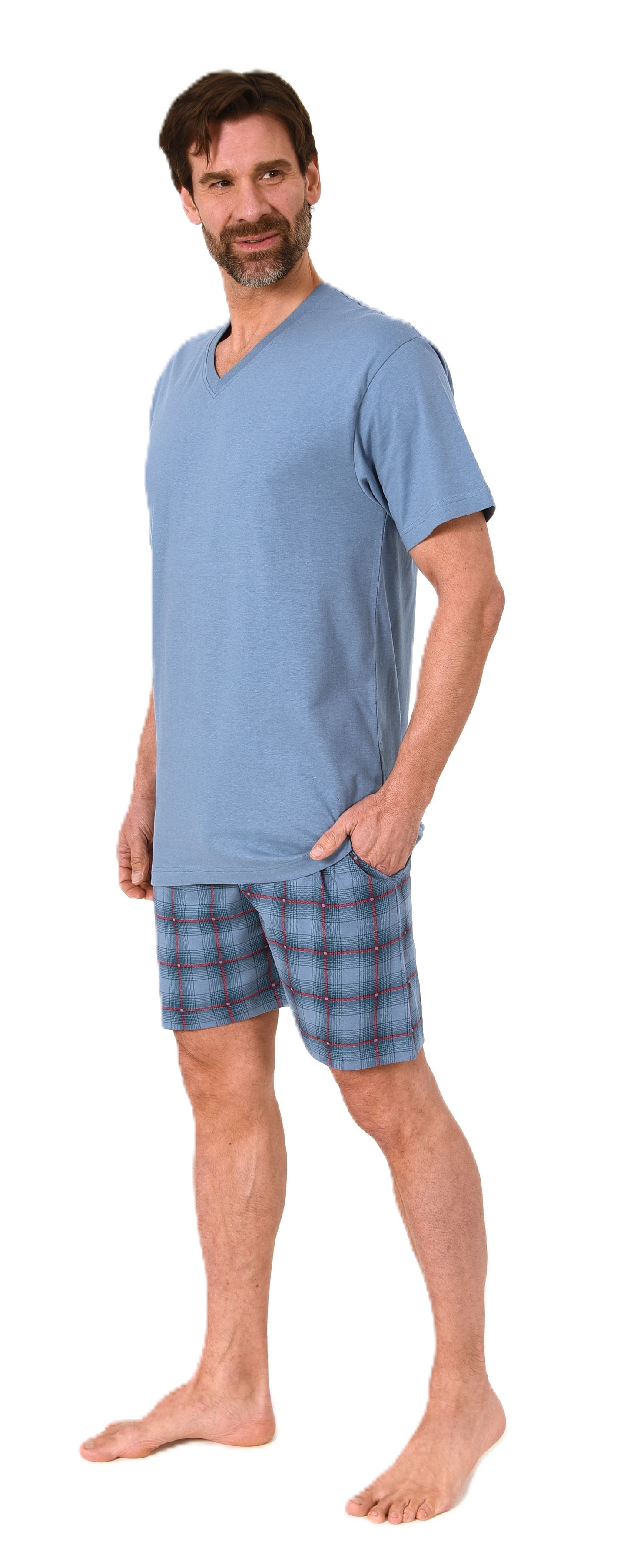 Normann Herren kurzarm Schlafanzug Shorty Pyjama Hose in Karo Optik - auch in Übergrößen Normann Herren kurzarm Schlafanzug Shorty Pyjama Hose in Karo Optik - auch in Übergrößen