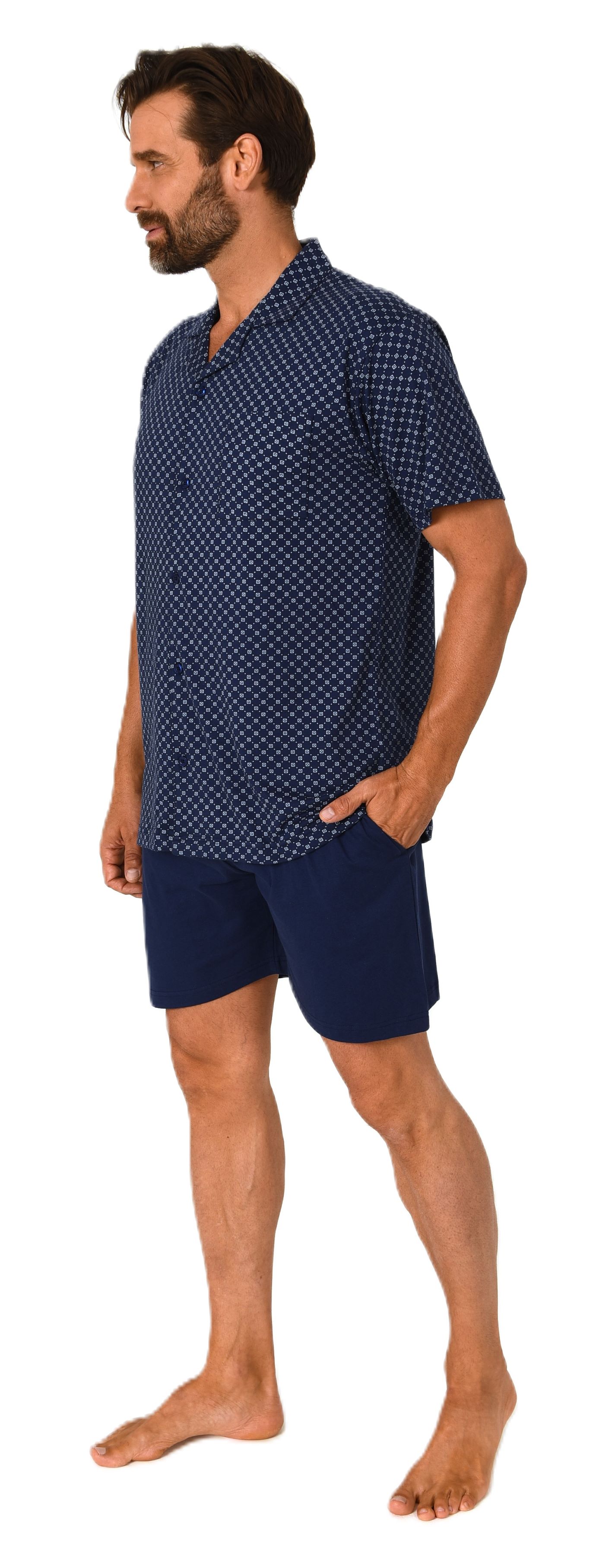Normann Herren kurzarm Schlafanzug Shorty Pyjama zum durchknöpfen - auch in Übergrössen