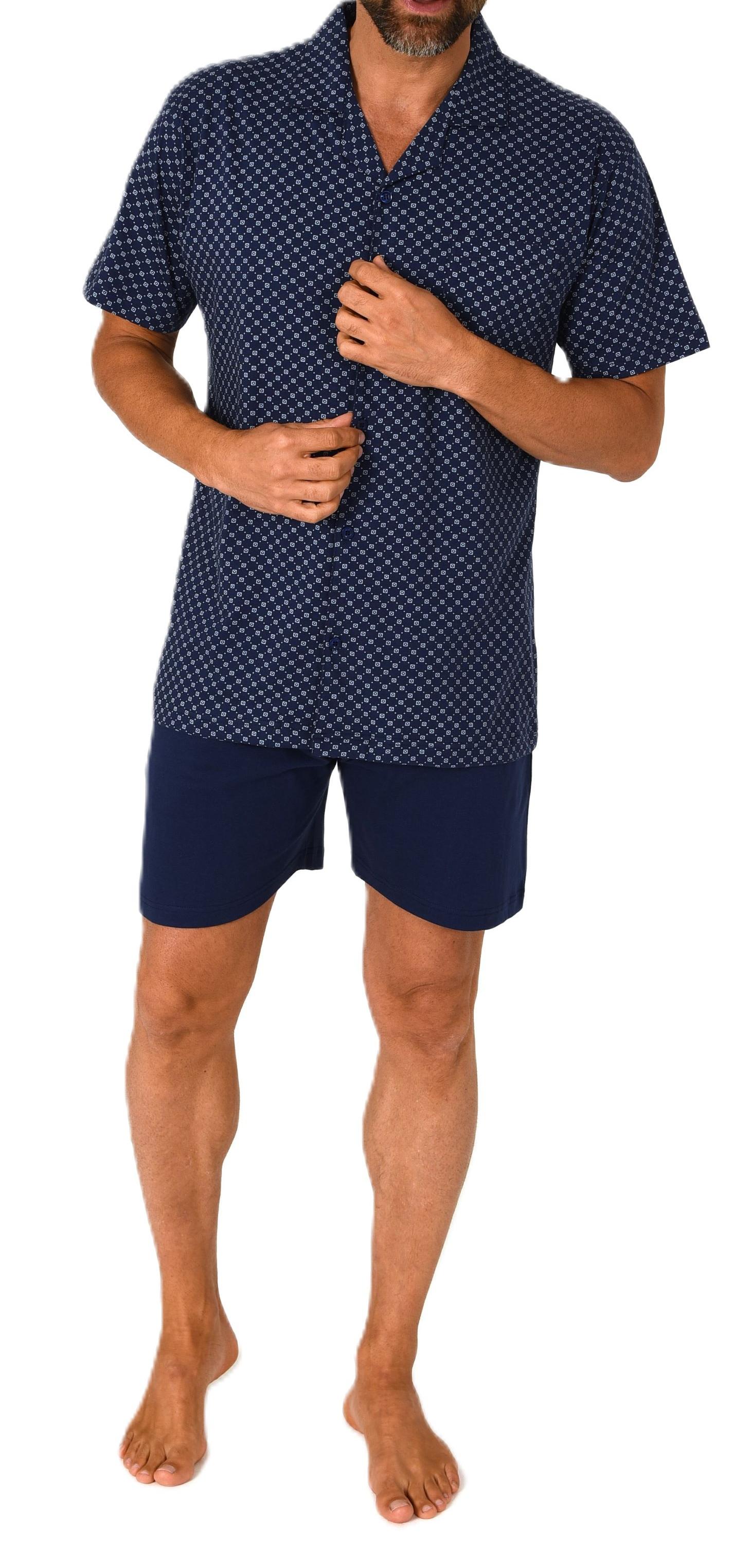 Normann Herren kurzarm Schlafanzug Shorty Pyjama zum durchknöpfen - auch in Übergrössen
