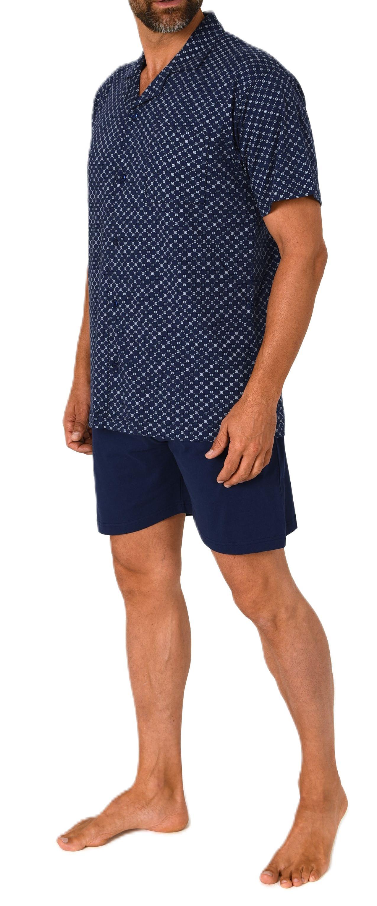 Normann Herren kurzarm Schlafanzug Shorty Pyjama zum durchknöpfen - auch in Übergrössen