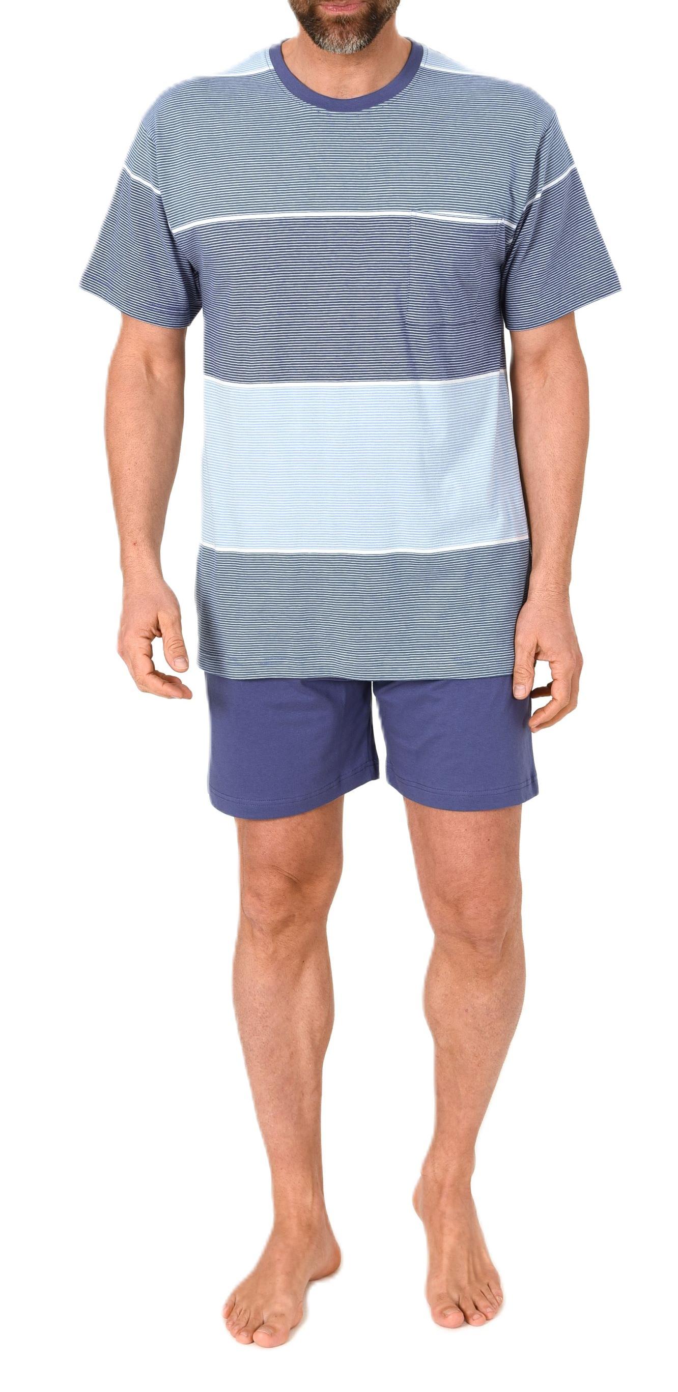 Normann Herren Schlafanzug kurzarm Shorty in edler Streifenoptik - auch in Übergrössen