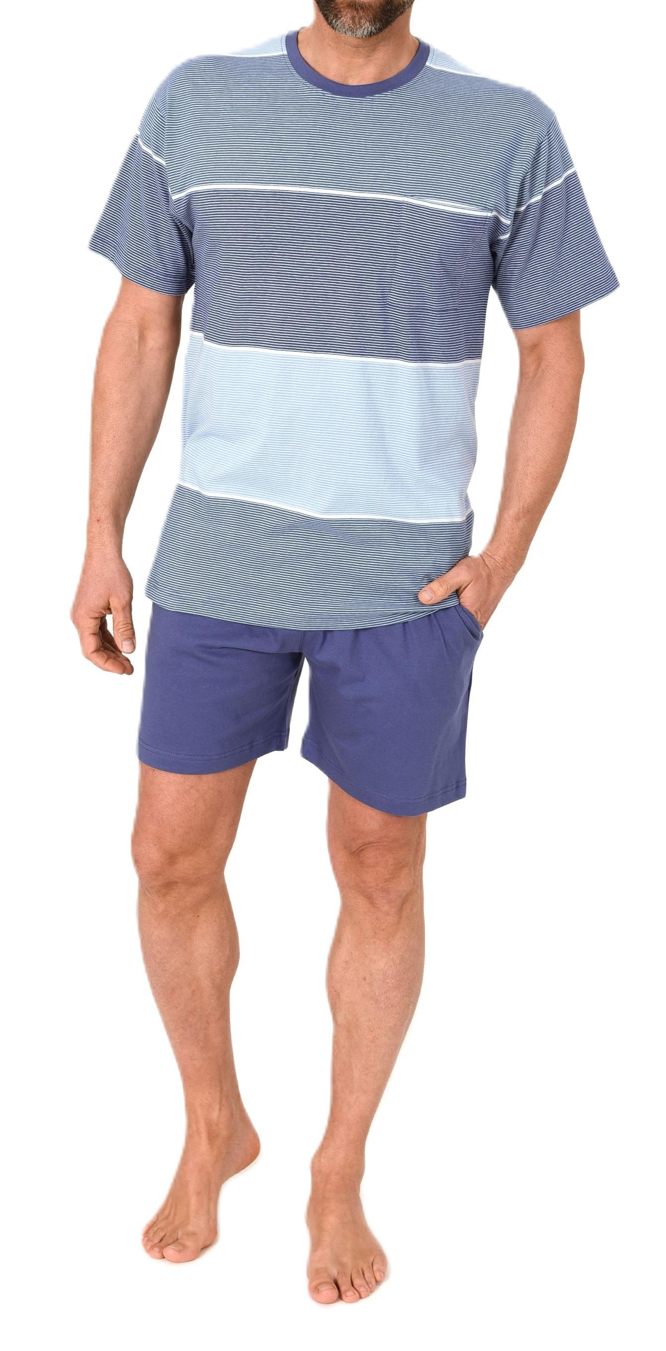 Normann Herren Schlafanzug kurzarm Shorty in edler Streifenoptik - auch in Übergrössen