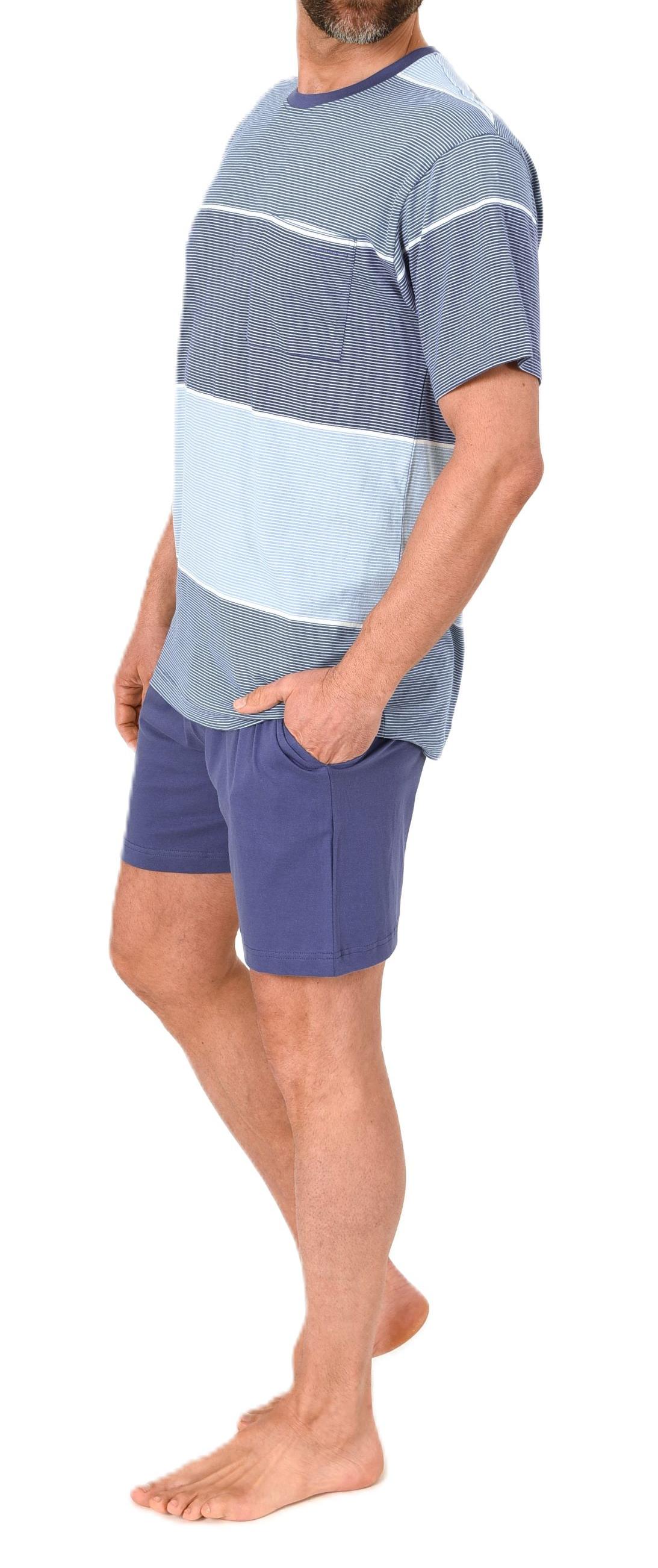 Normann Herren Schlafanzug kurzarm Shorty in edler Streifenoptik - auch in Übergrössen