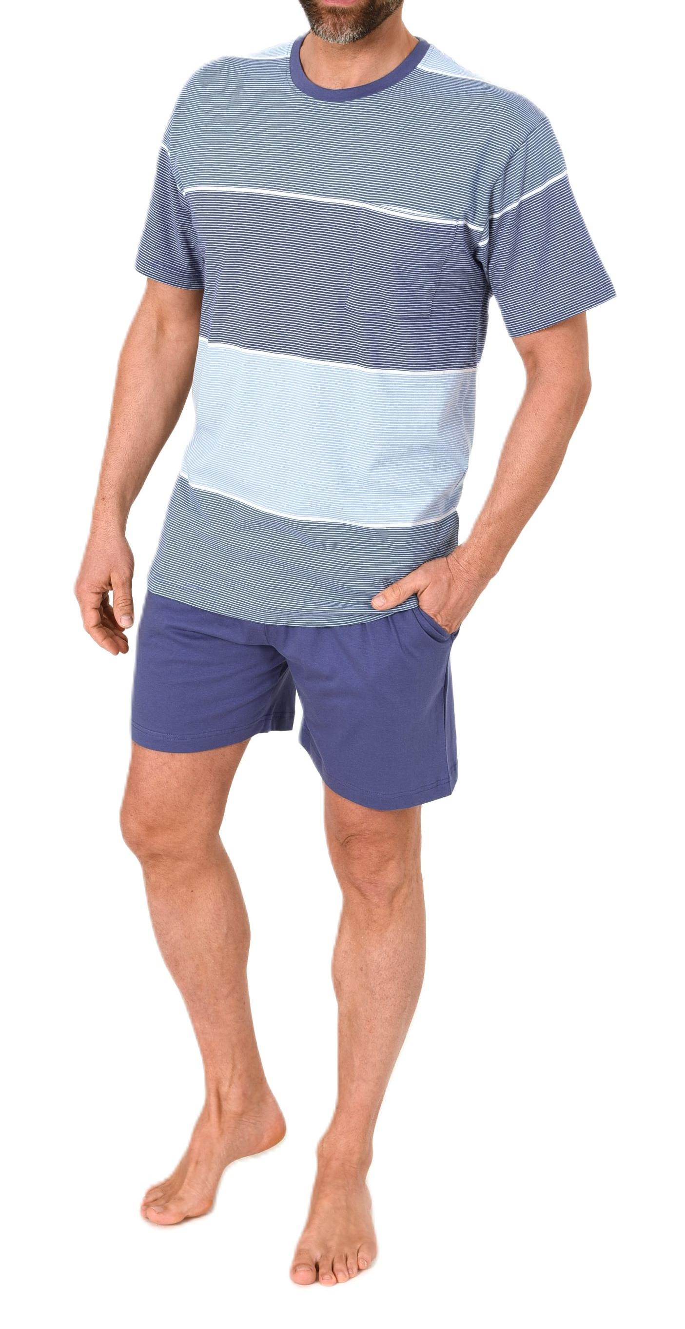 Normann Herren Schlafanzug kurzarm Shorty in edler Streifenoptik - auch in Übergrössen