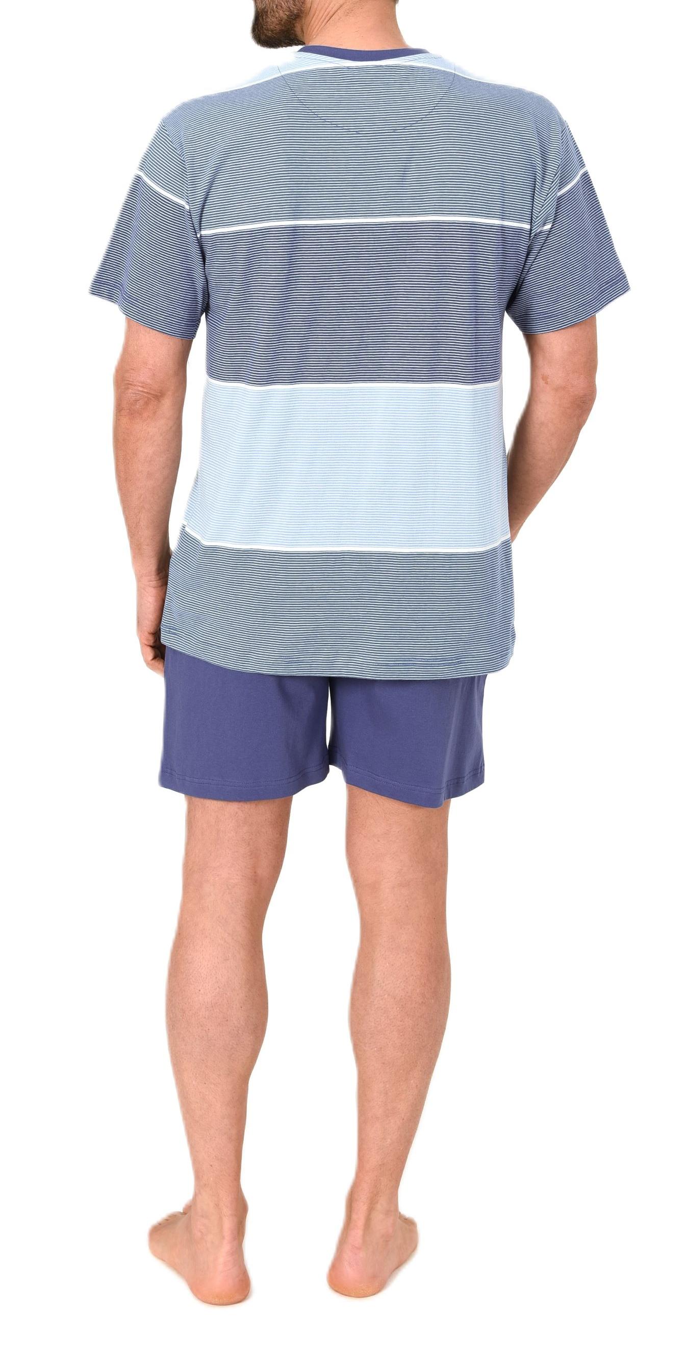 Normann Herren Schlafanzug kurzarm Shorty in edler Streifenoptik - auch in Übergrössen