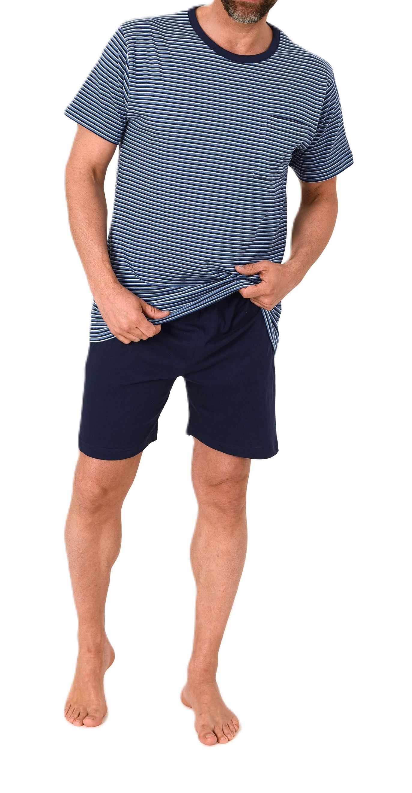 Normann Herren kurzarm Schlafanzug Shorty in feiner Streifenoptik - auch in Übergrößen