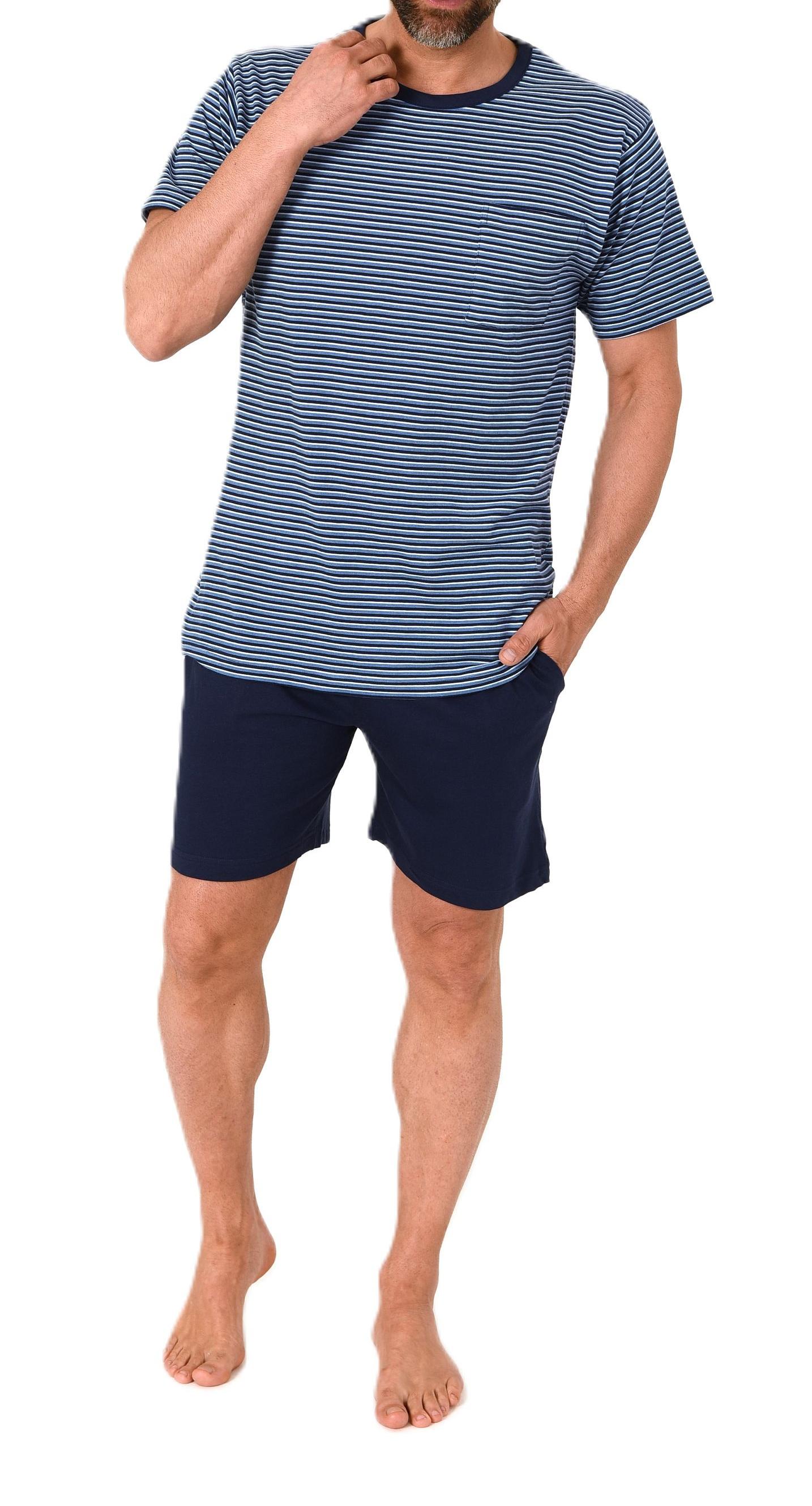 Normann Herren kurzarm Schlafanzug Shorty in feiner Streifenoptik - auch in Übergrößen